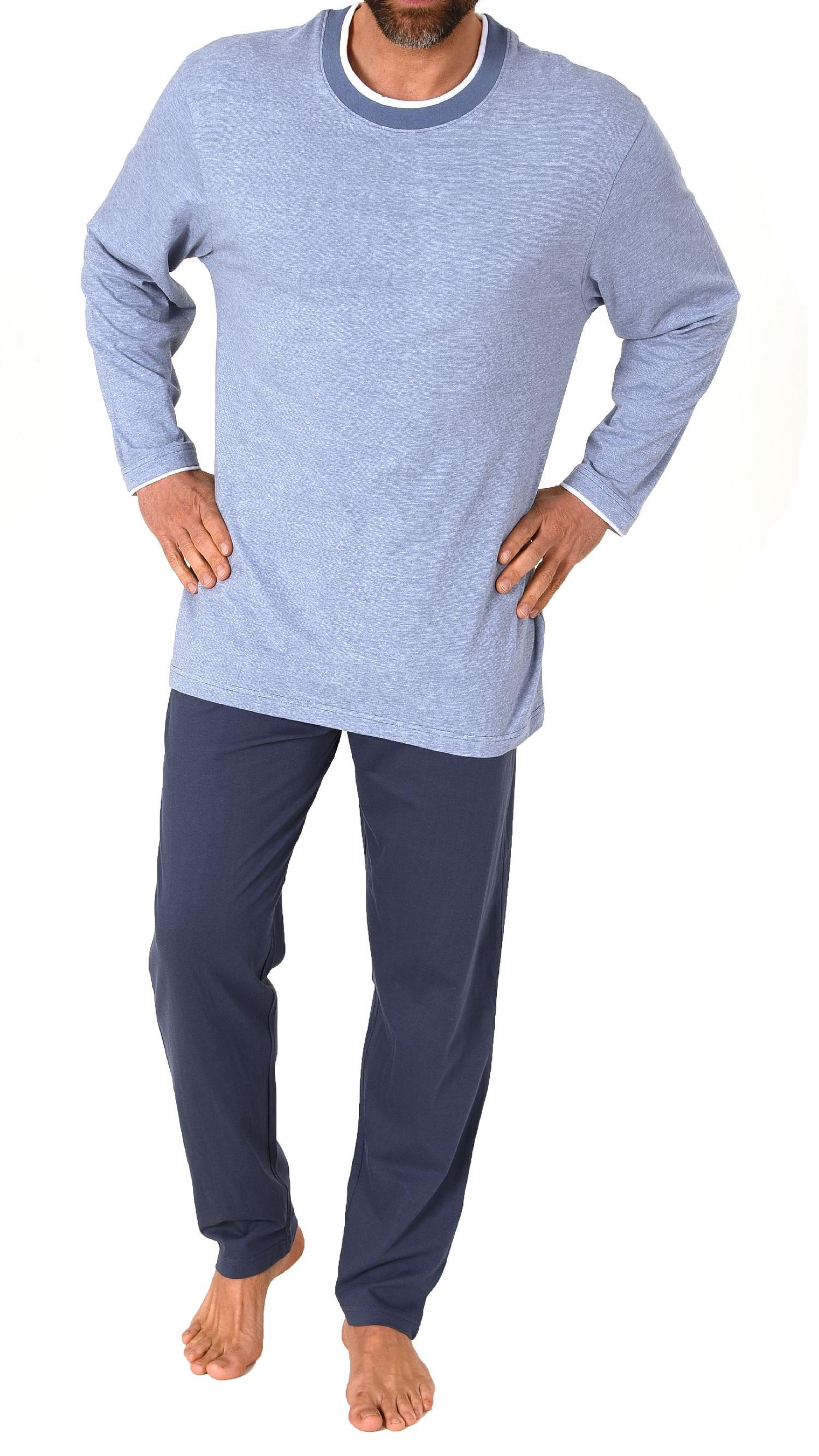 Herren langarm Schlafanzug Loungewear in chilliger Optik - auch in Übergrössen