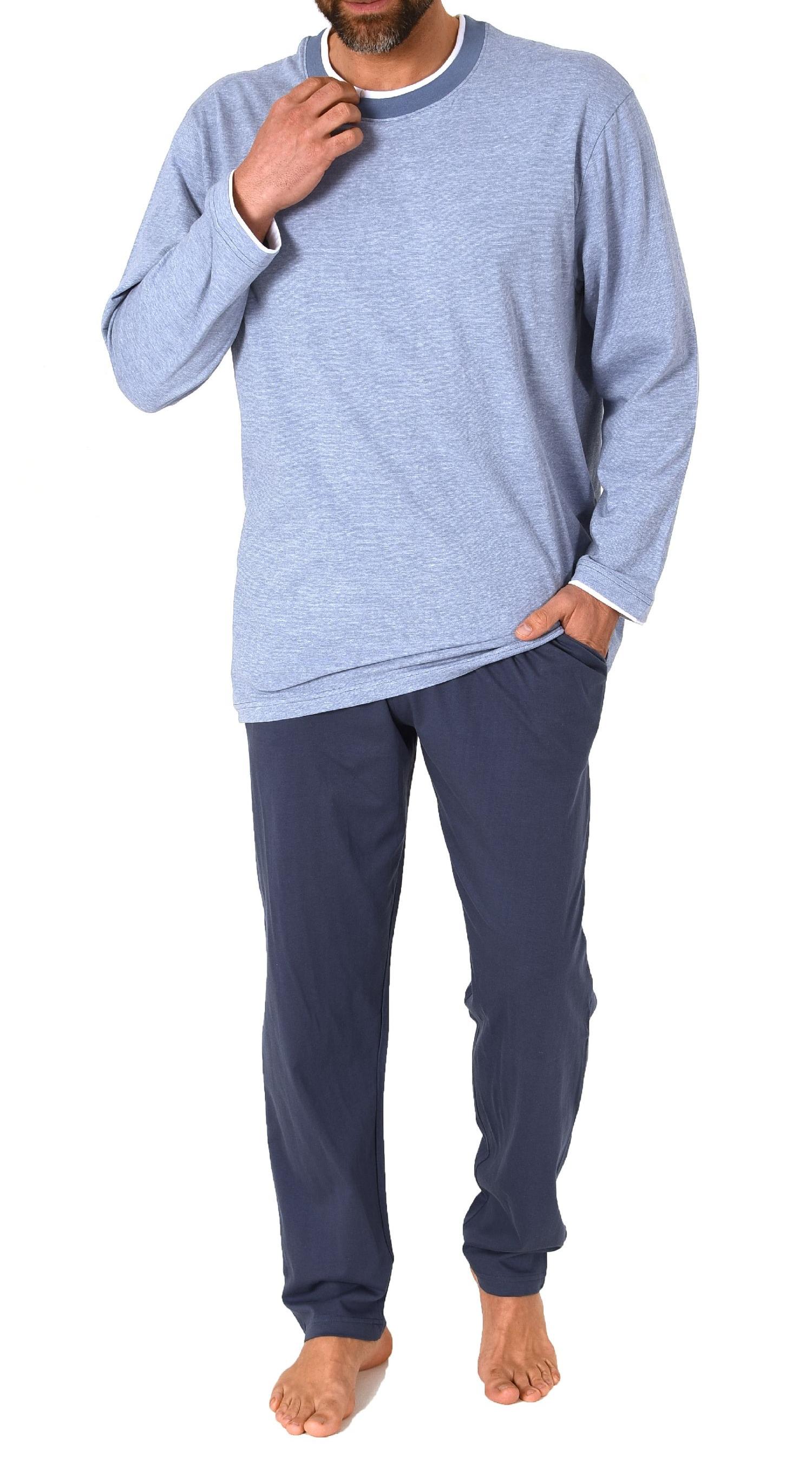Herren langarm Schlafanzug Loungewear in chilliger Optik - auch in Übergrössen
