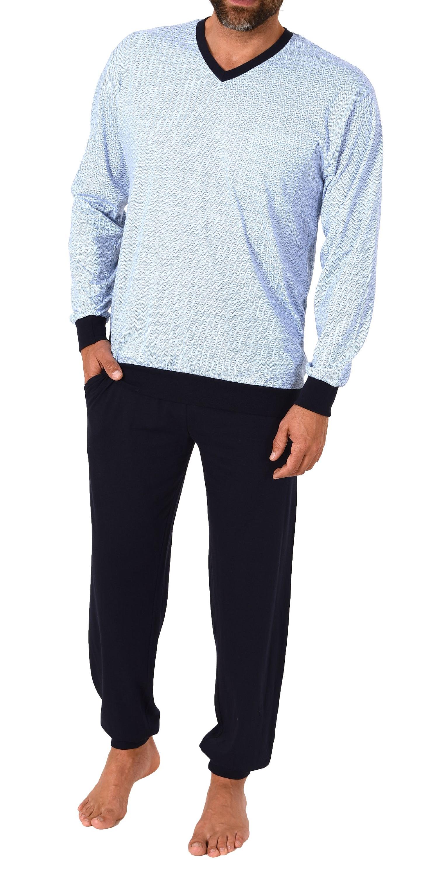 Herren  langarm Schlafanzug Pyjama mit Bündchen - auch in Übergrössen - 122 101 90 620