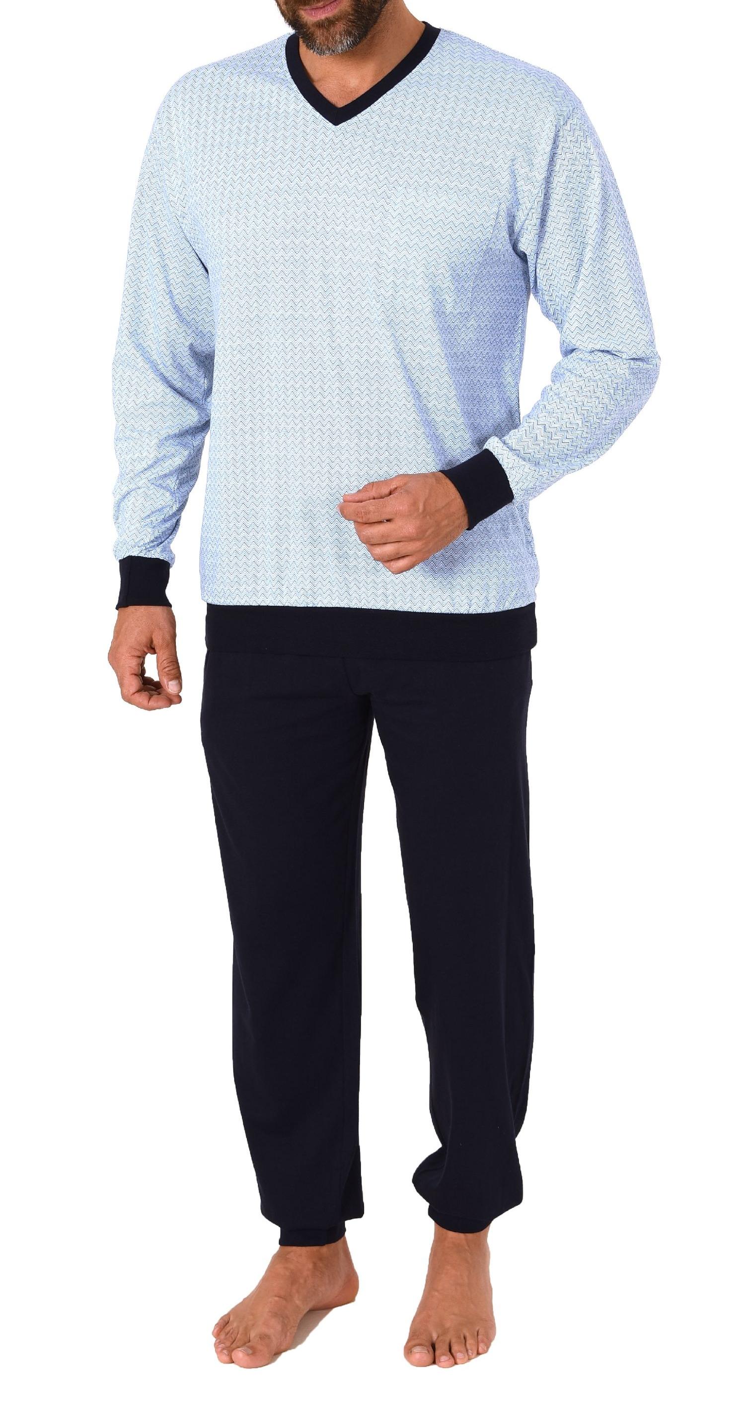 Herren  langarm Schlafanzug Pyjama mit Bündchen - auch in Übergrössen - 122 101 90 620