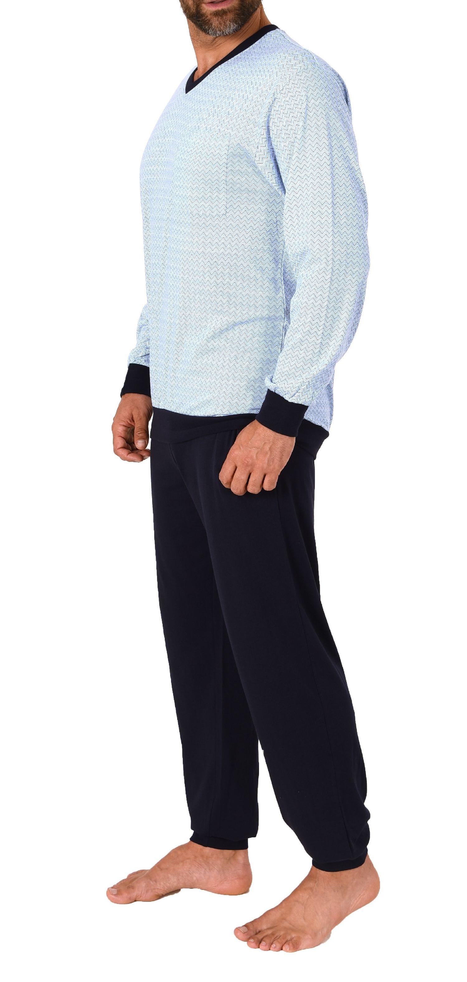 Herren  langarm Schlafanzug Pyjama mit Bündchen - auch in Übergrössen - 122 101 90 620