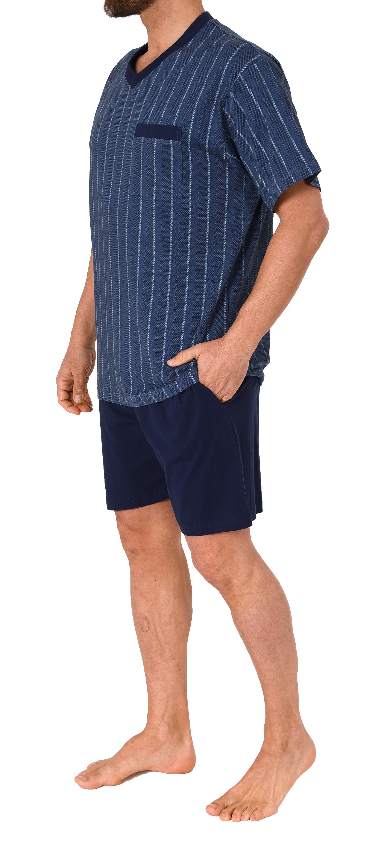 Herren kurzarm Schlafanzug Shorty Pyjama in Streifenoptik - auch in Übergrössen