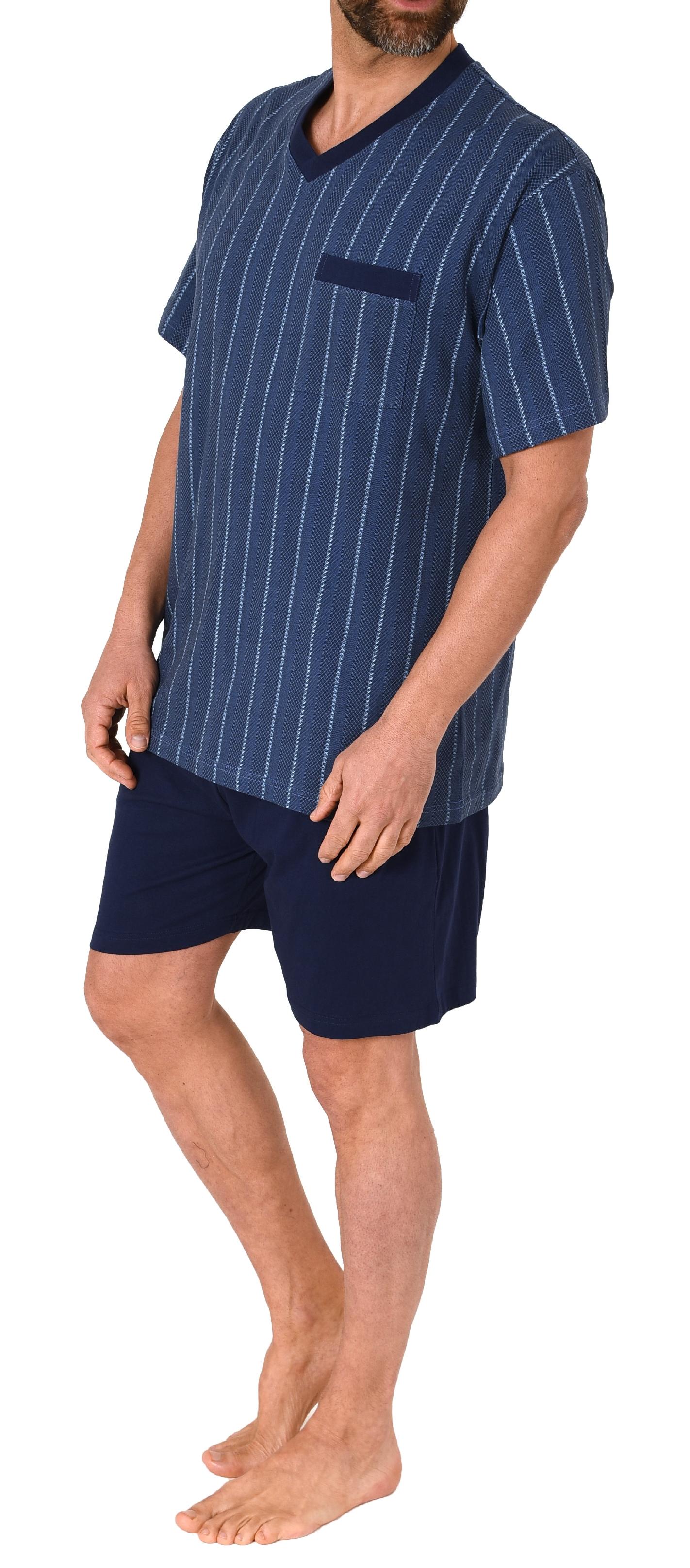 Herren kurzarm Schlafanzug Shorty Pyjama in Streifenoptik - auch in Übergrössen
