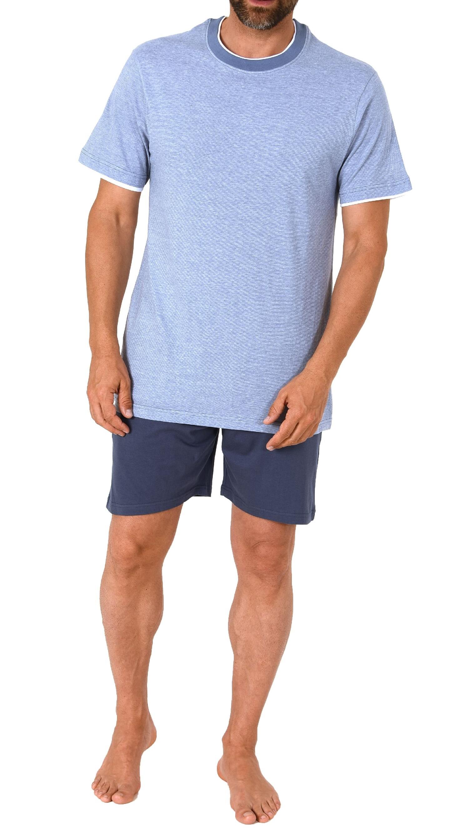 Herren kurzarm Schlafanzug Shorty Loungewear in chilliger Optik - auch in Übergrössen