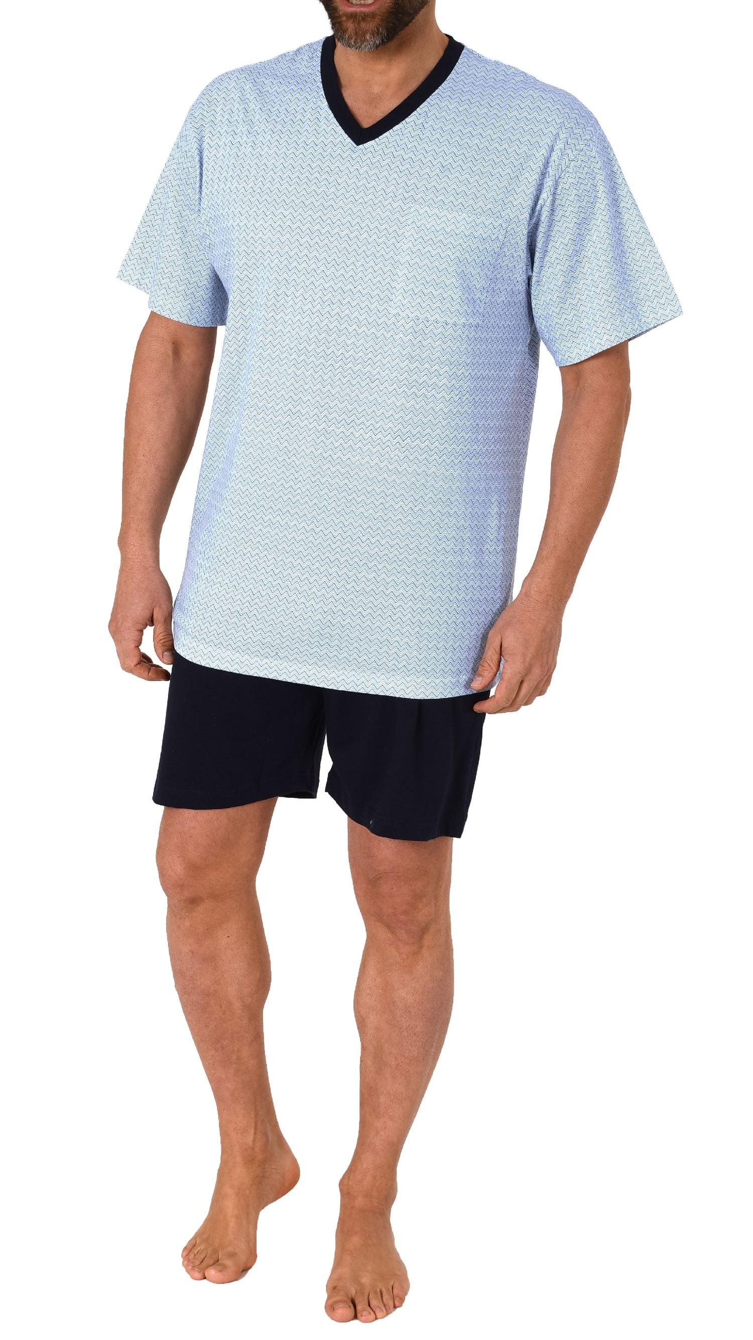 Herren kurzarm Schlafanzug Shorty Pyjama V-HALS - auch in Übergrössen - 122 105 90 620