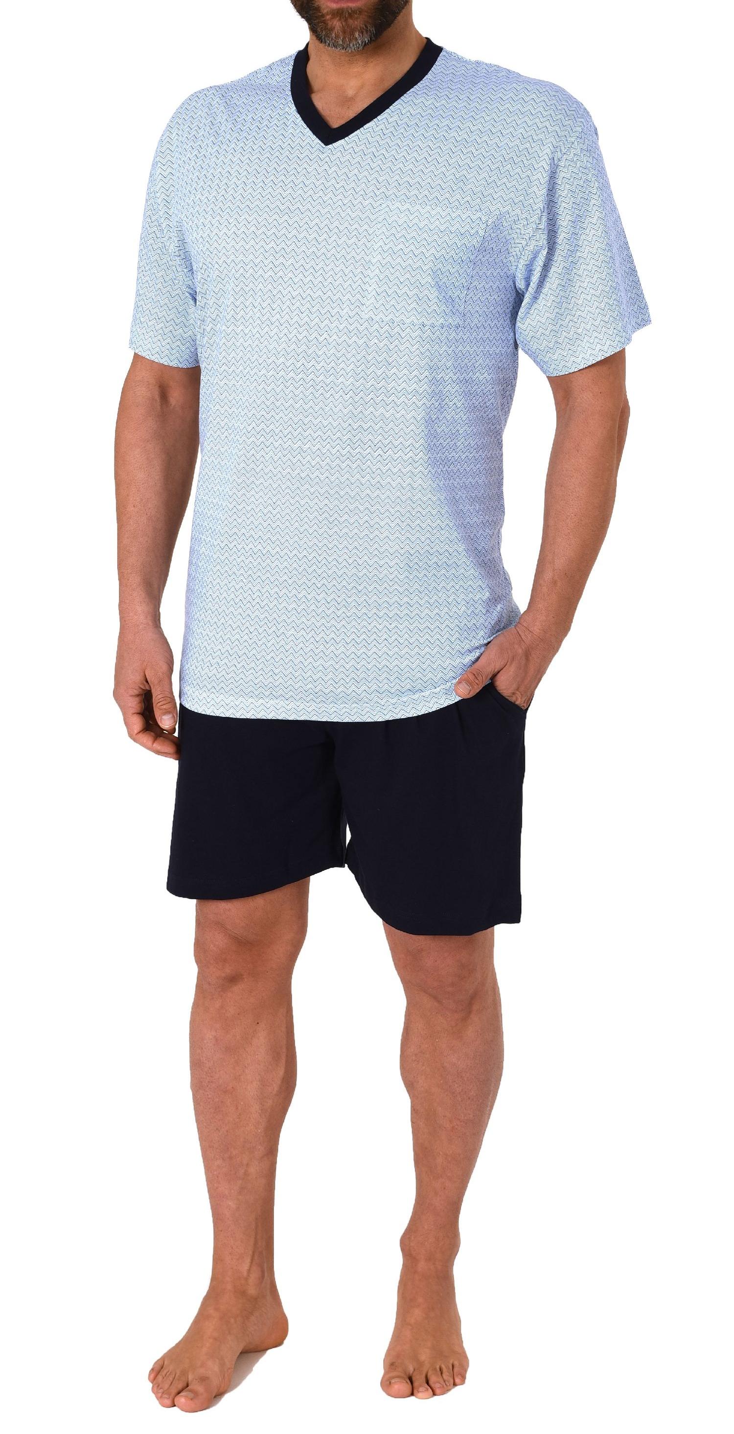Herren kurzarm Schlafanzug Shorty Pyjama V-HALS - auch in Übergrössen - 122 105 90 620