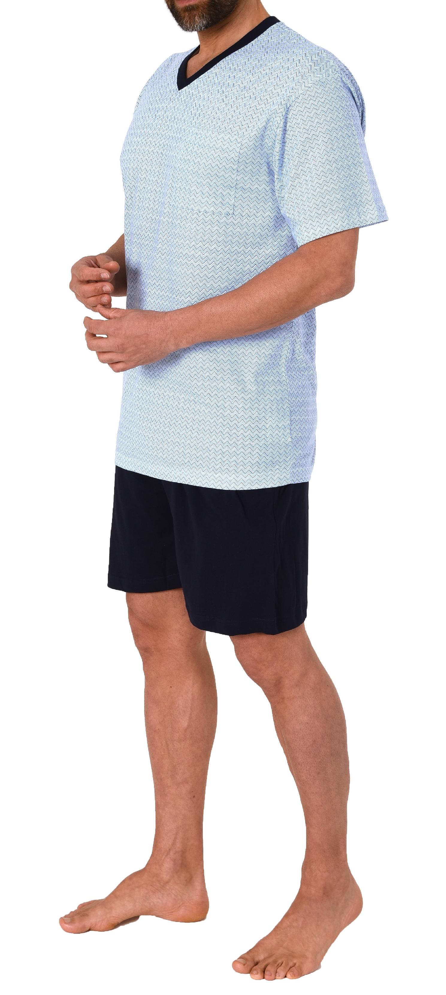 Herren kurzarm Schlafanzug Shorty Pyjama V-HALS - auch in Übergrössen - 122 105 90 620