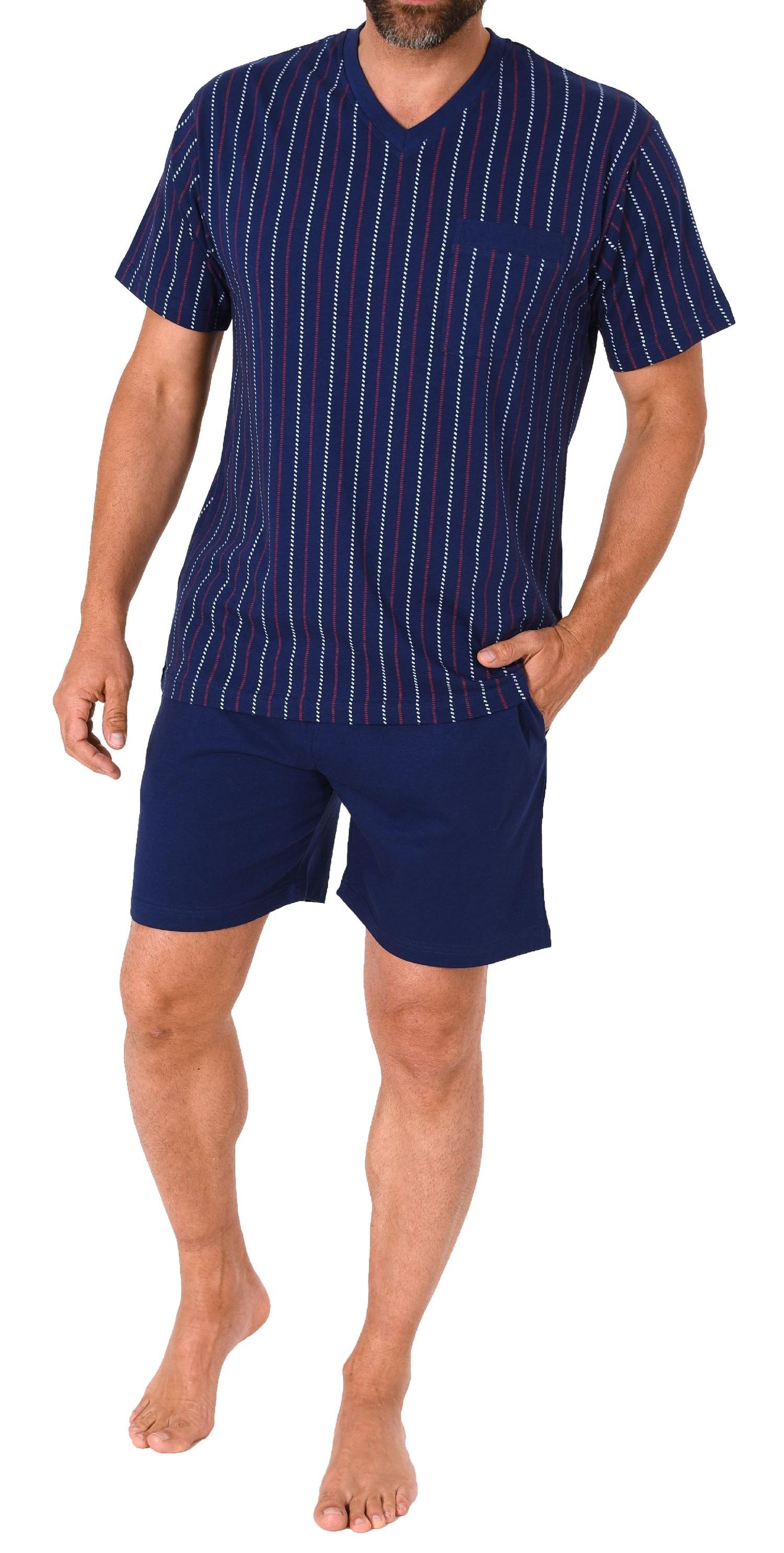Herren Schlafanzug kurzarm Shorty Pyjama - Streifenoptik - 122 105 90 650