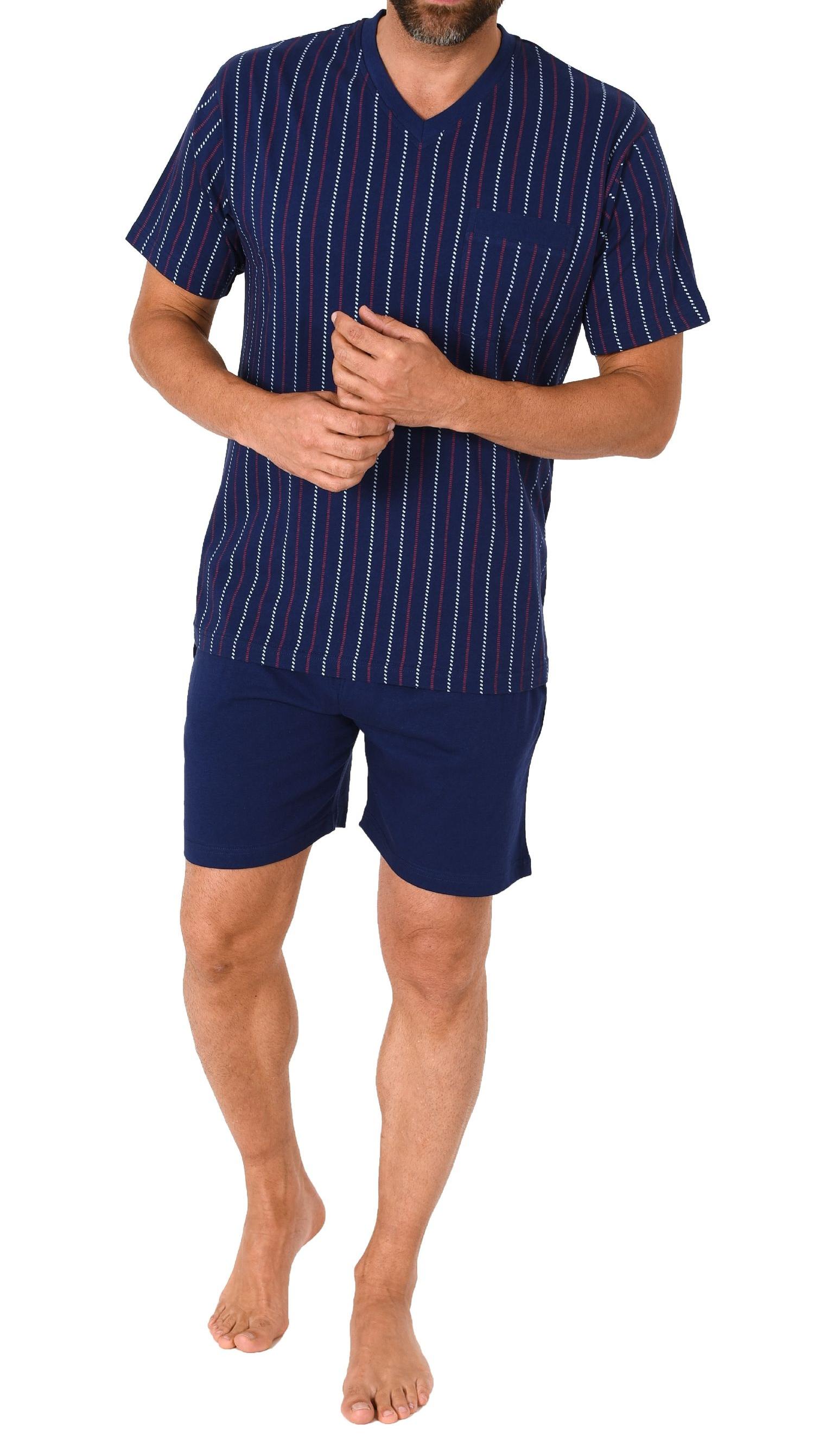 Herren Schlafanzug kurzarm Shorty Pyjama - Streifenoptik - 122 105 90 650