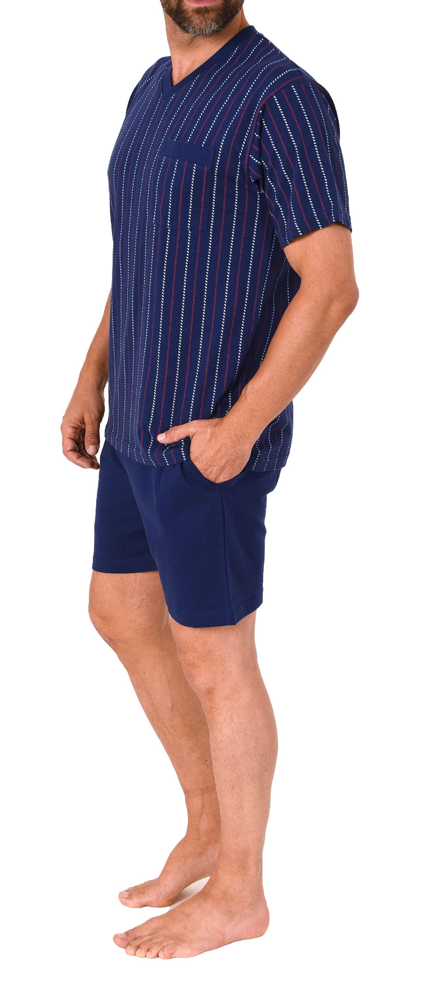 Herren Schlafanzug kurzarm Shorty Pyjama - Streifenoptik - 122 105 90 650