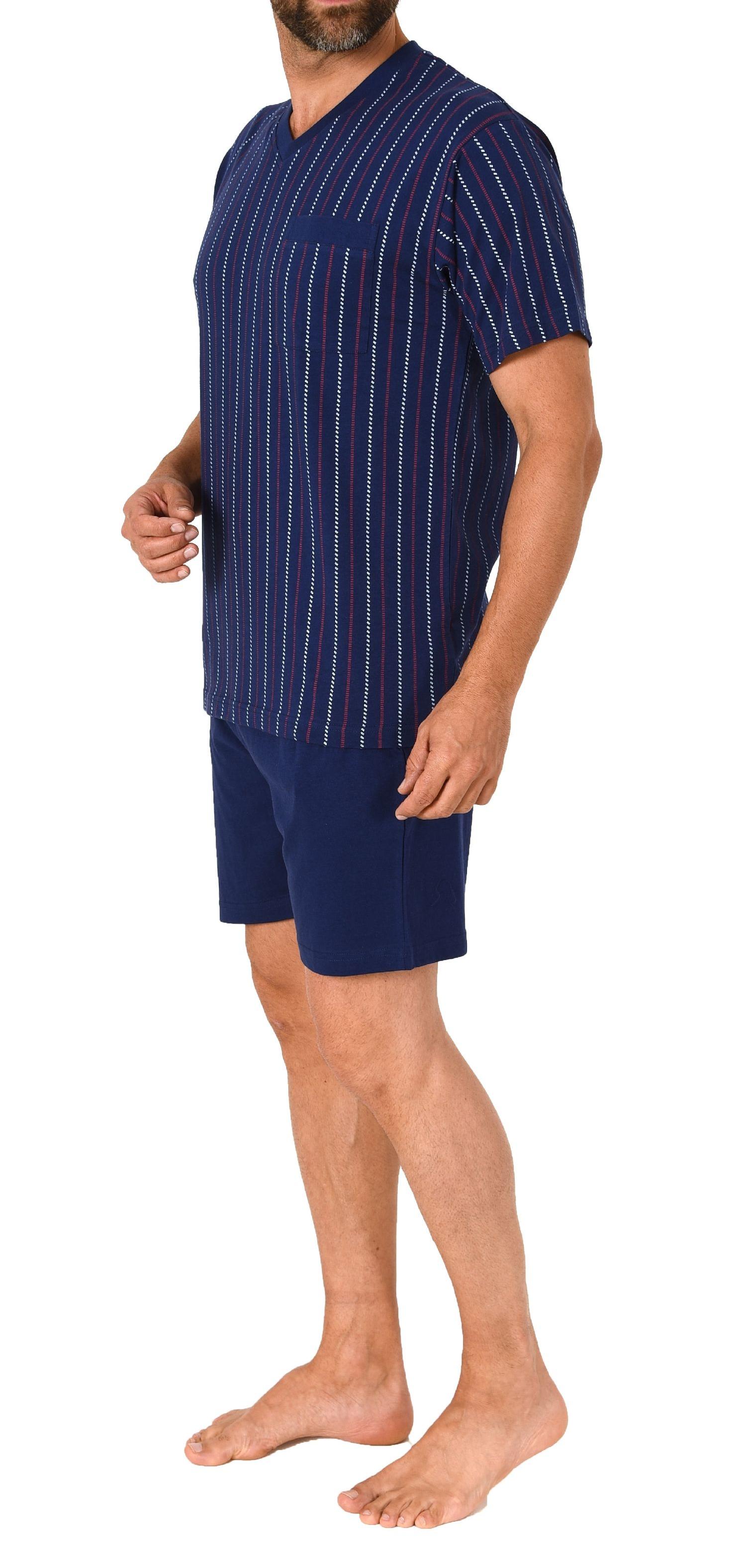 Herren Schlafanzug kurzarm Shorty Pyjama - Streifenoptik - 122 105 90 650