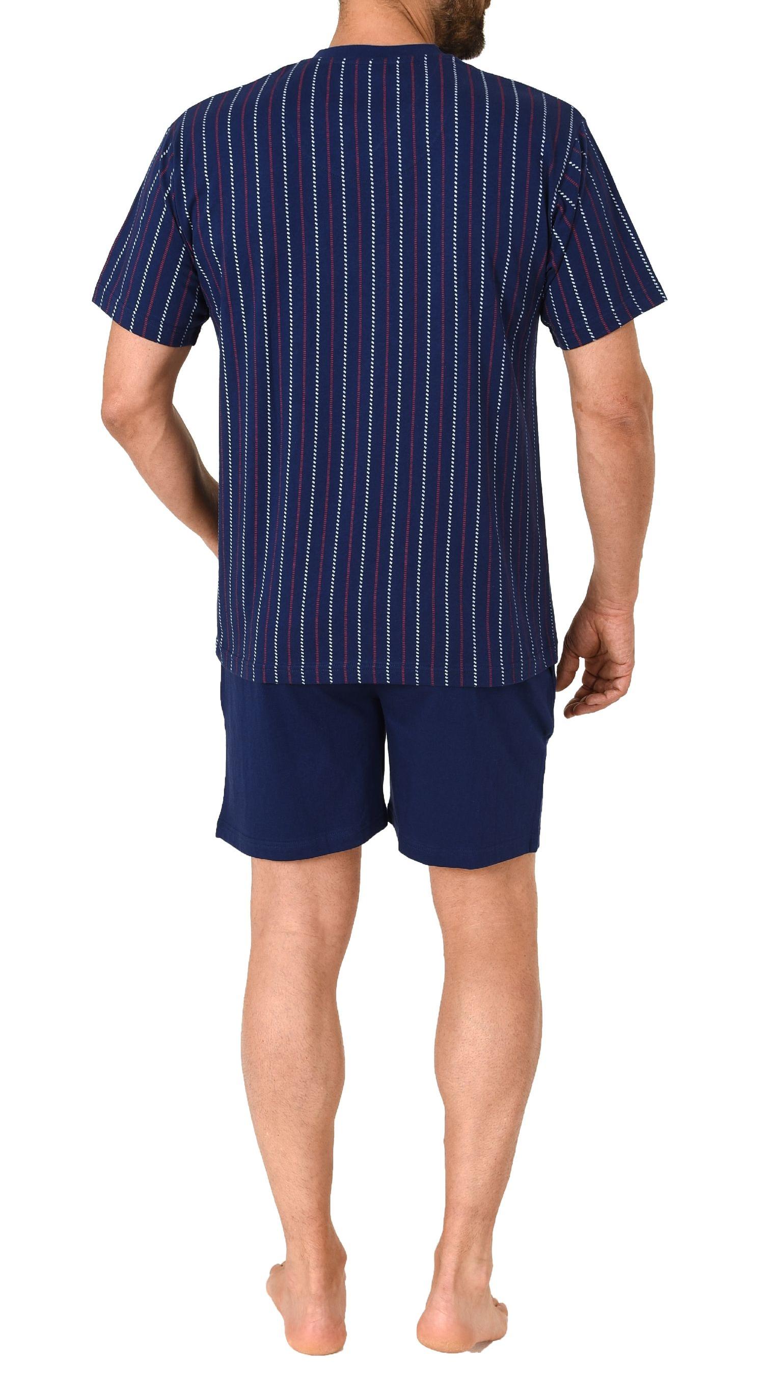 Herren Schlafanzug kurzarm Shorty Pyjama - Streifenoptik - 122 105 90 650