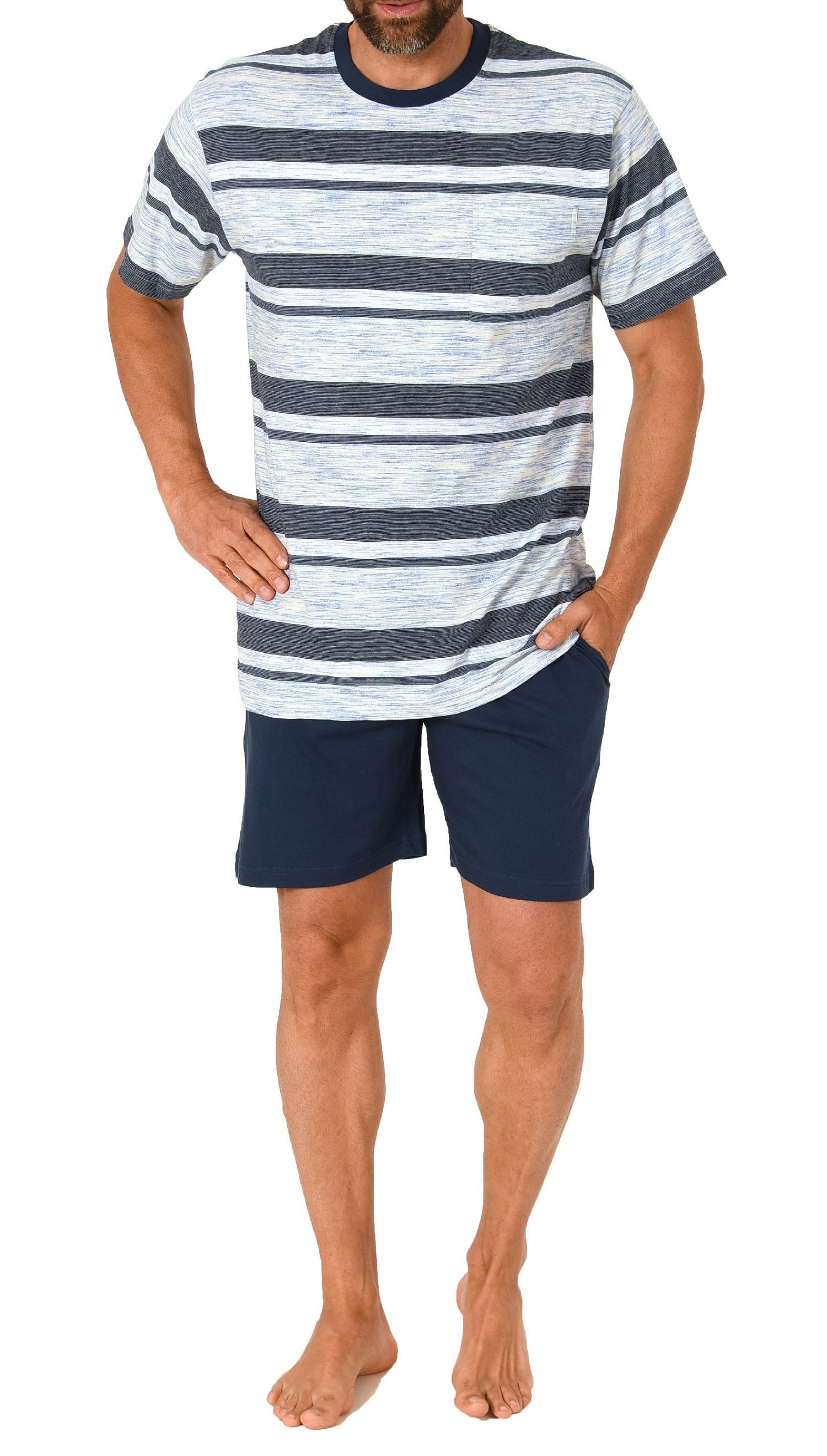 Eleganter Herren Schlafanzug kurzarm Shorty Pyjama in Streifenoptik - 122 105 90 733 Eleganter Herren Schlafanzug kurzarm Shorty Pyjama in Streifenoptik - 122 105 90 733