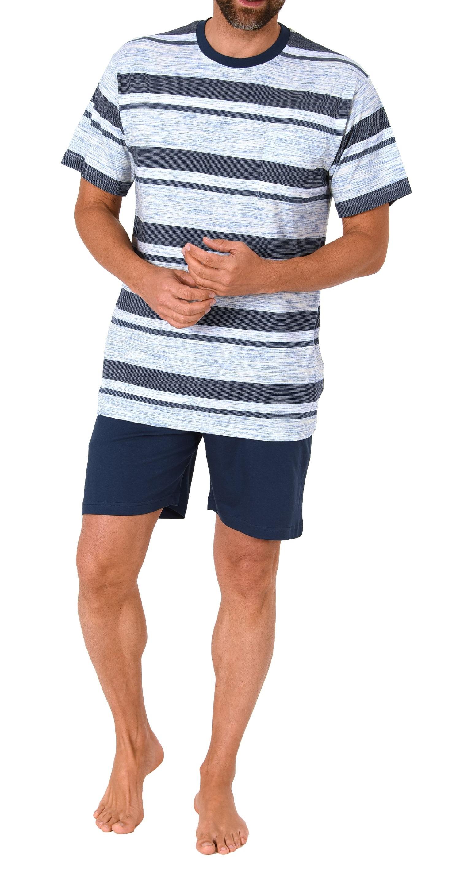 Eleganter Herren Schlafanzug kurzarm Shorty Pyjama in Streifenoptik - 122 105 90 733