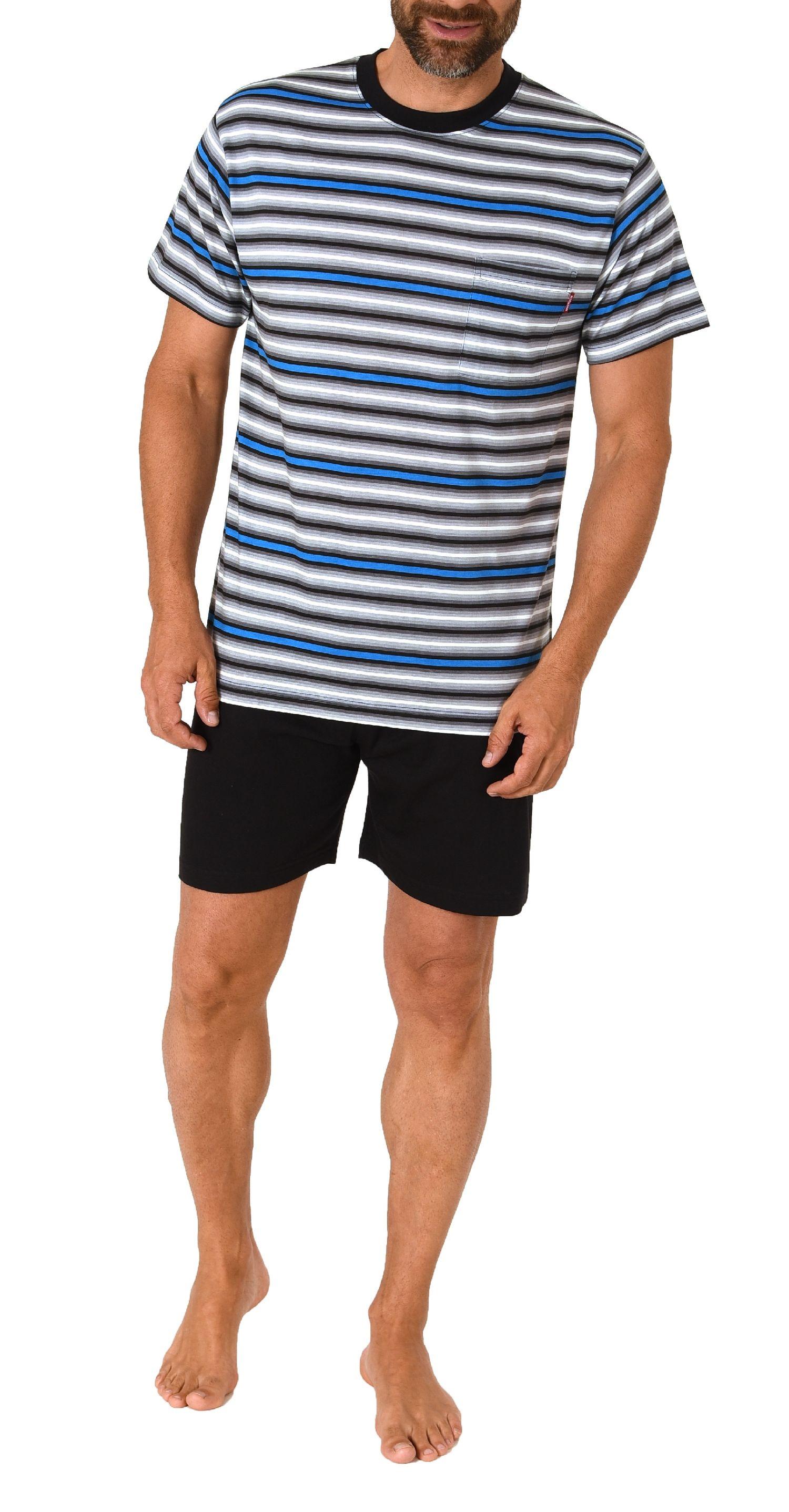 Herren kurzarm Schlafanzug Shorty Pyjama in lässiger Streifenoptik - 122 105 90 745