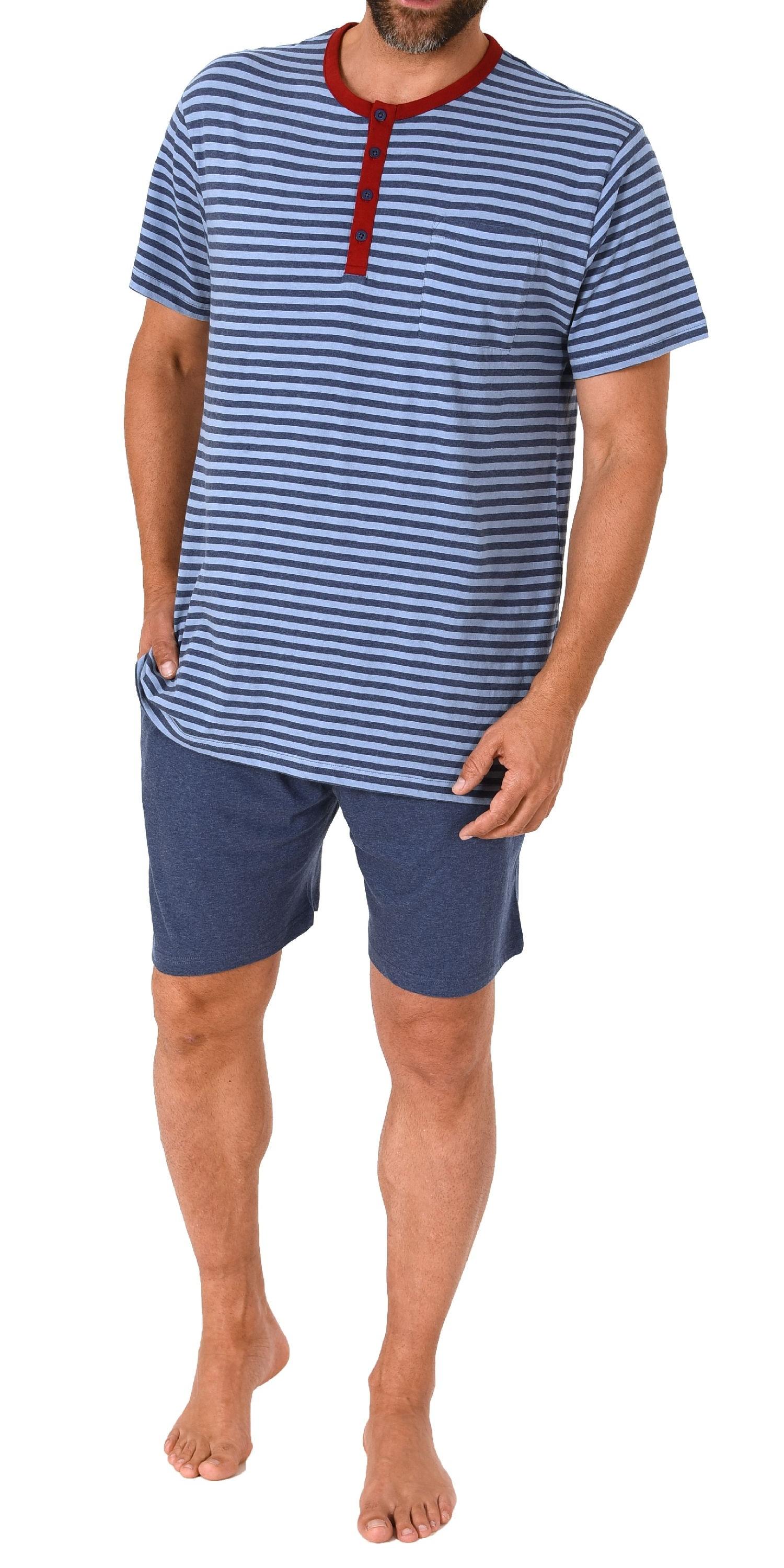 Herren Schlafanzug kurzarm Shorty Pyjama in toller Streifenoptik - 122 105 90 775