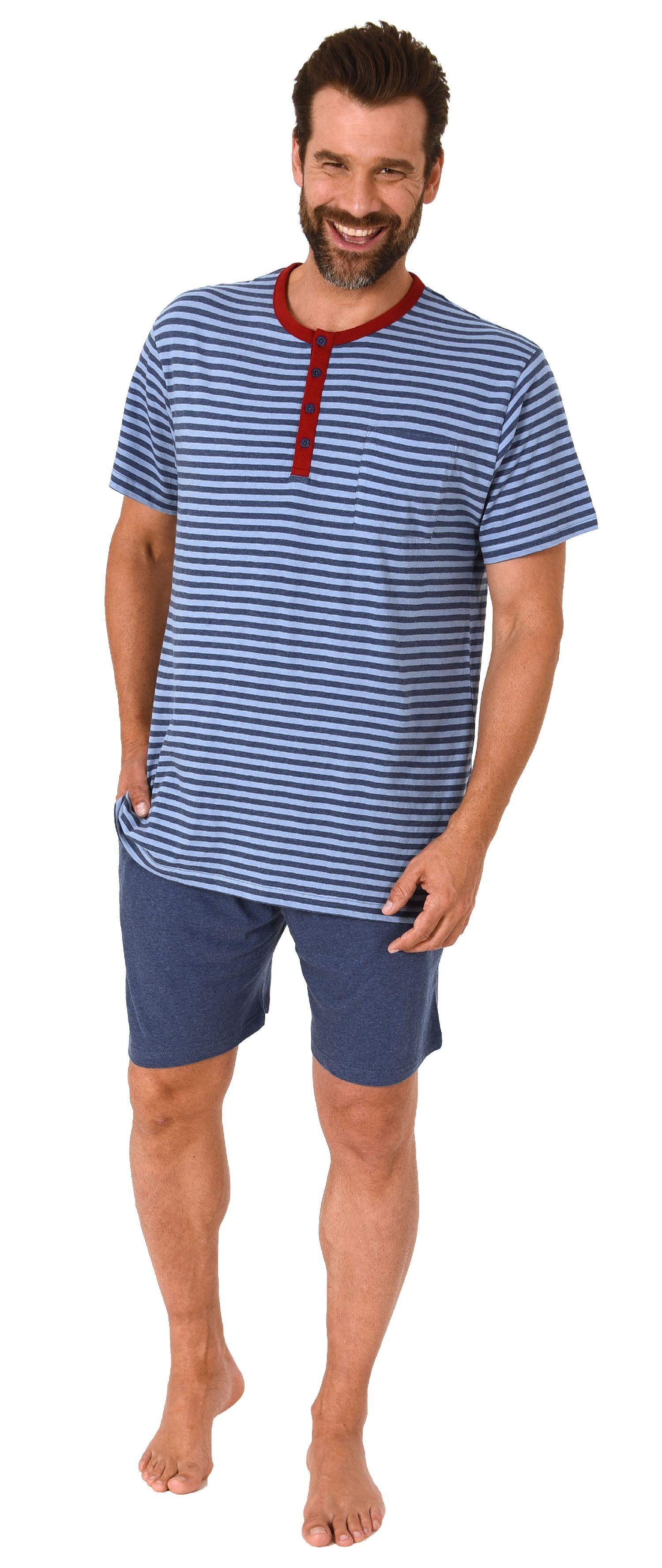 Herren Schlafanzug kurzarm Shorty Pyjama in toller Streifenoptik - 122 105 90 775 Herren Schlafanzug kurzarm Shorty Pyjama in toller Streifenoptik - 122 105 90 775