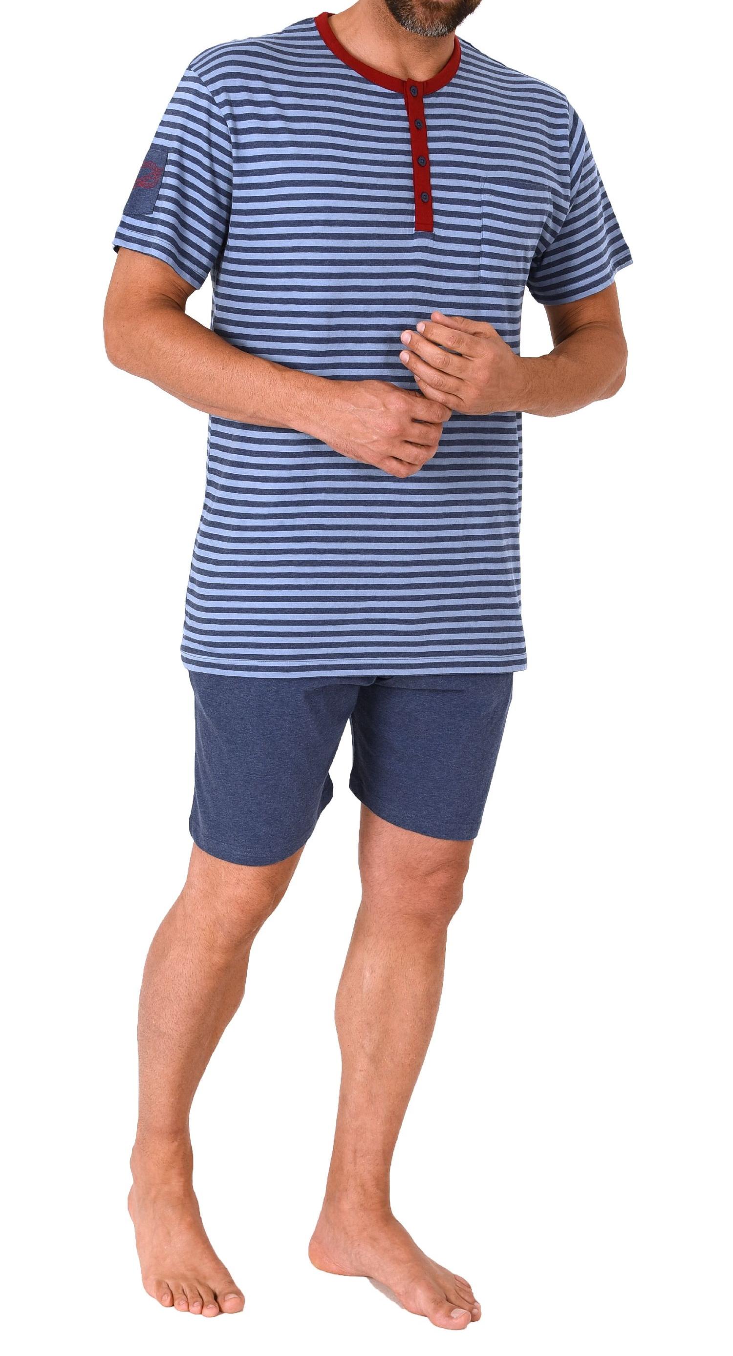 Herren Schlafanzug kurzarm Shorty Pyjama in toller Streifenoptik - 122 105 90 775