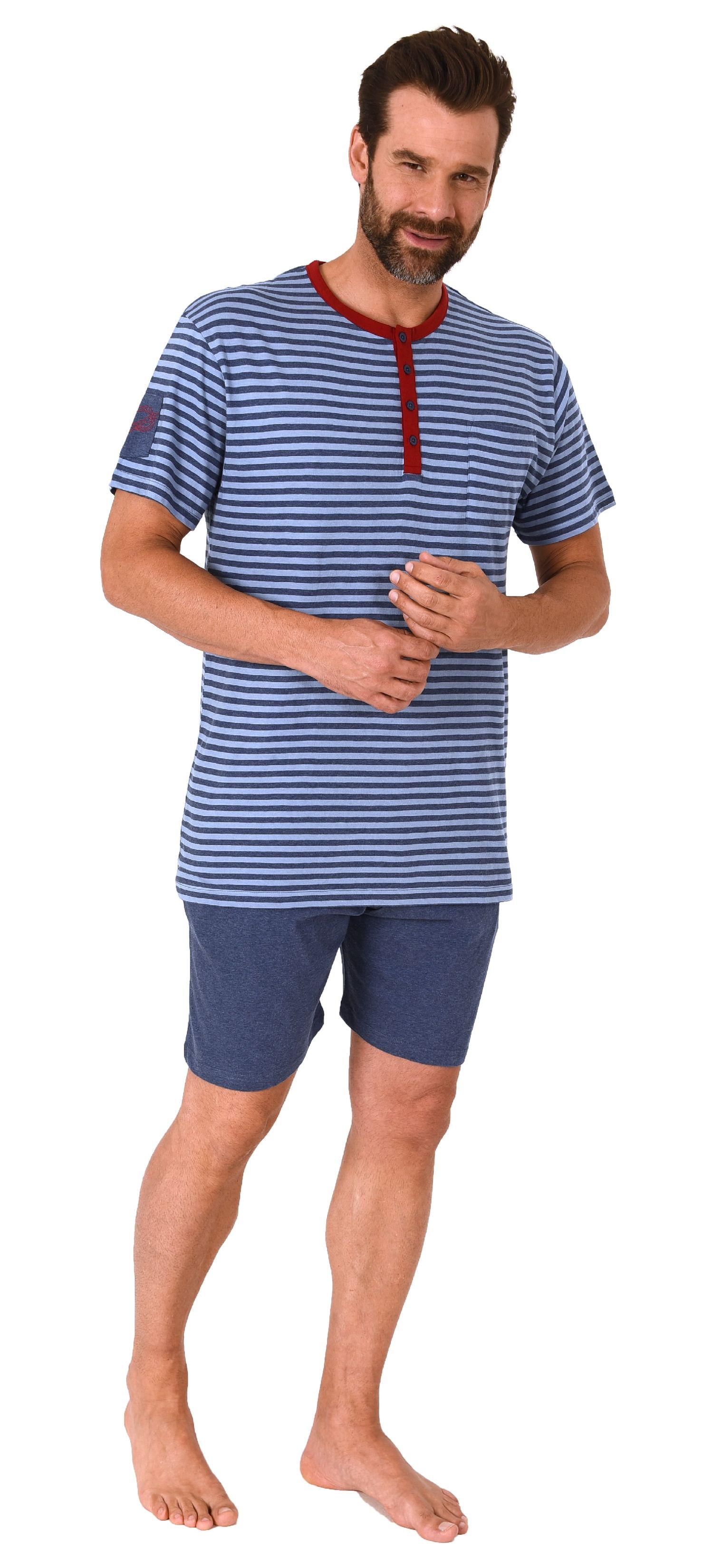 Herren Schlafanzug kurzarm Shorty Pyjama in toller Streifenoptik - 122 105 90 775 Herren Schlafanzug kurzarm Shorty Pyjama in toller Streifenoptik - 122 105 90 775