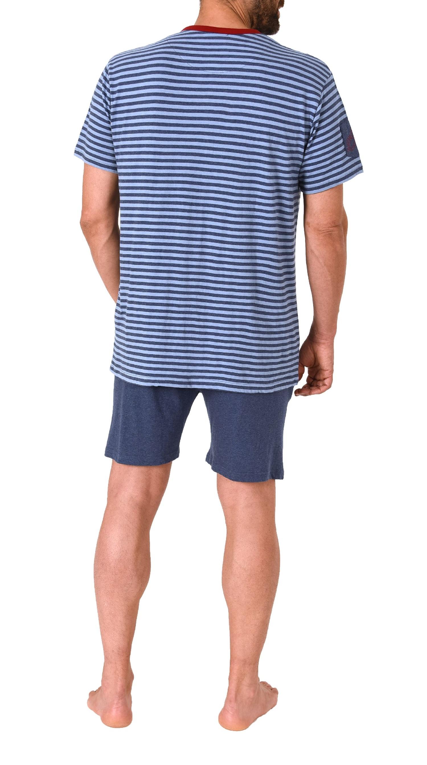 Herren Schlafanzug kurzarm Shorty Pyjama in toller Streifenoptik - 122 105 90 775