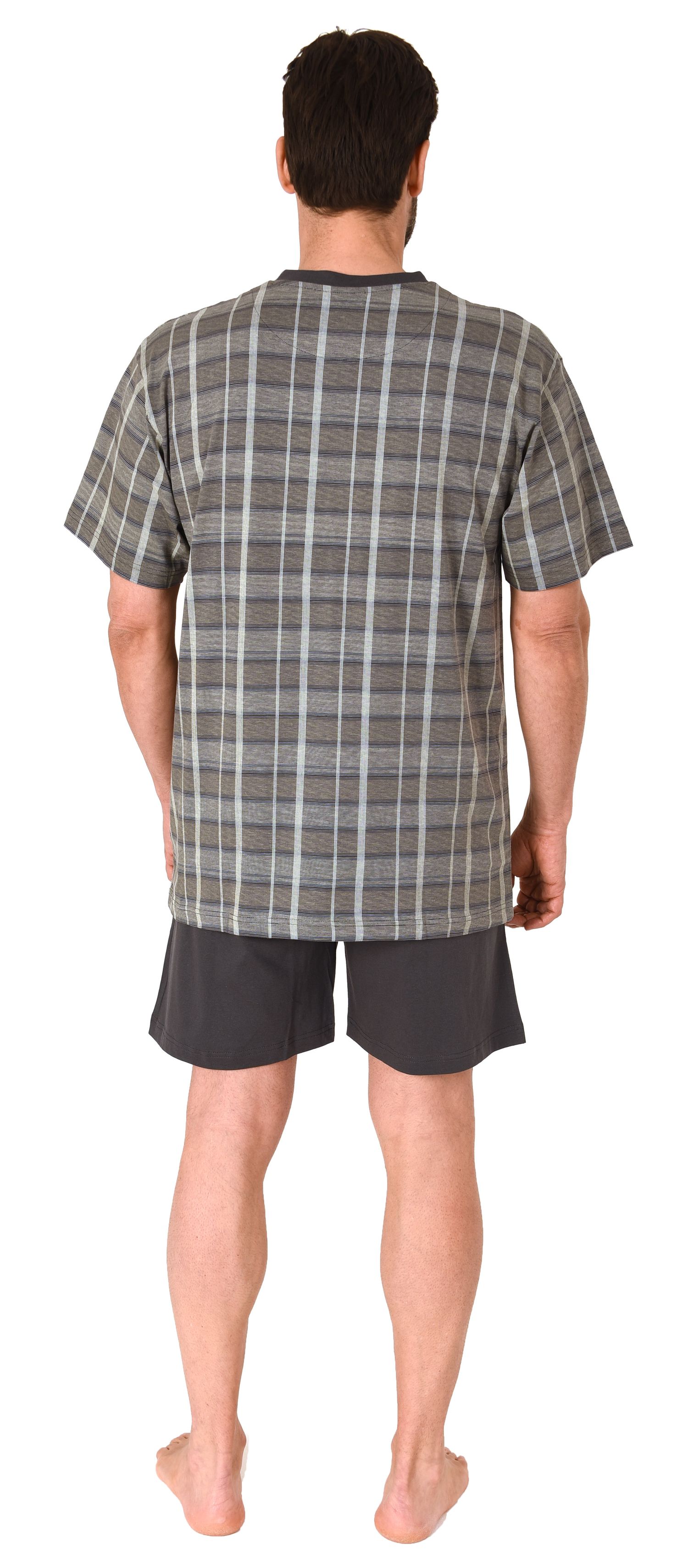 Herren Pyjama Shorty Schlafanzug kurzarm mit Knopfleiste am Hals - auch in Übergrössen