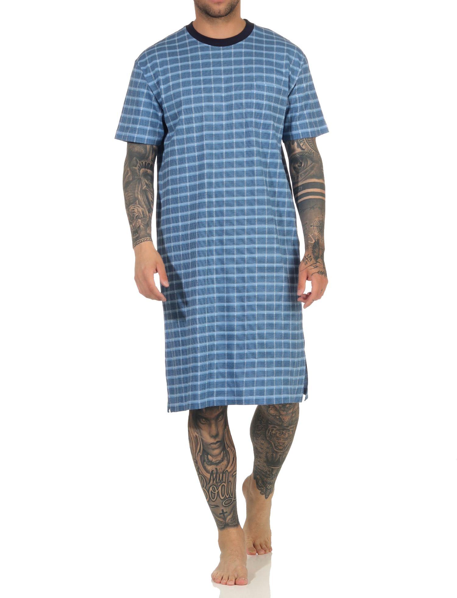 Herren kurzarm Nachthemd in edler Karo Optik - auch in Übergrössen - 122 111 90 502