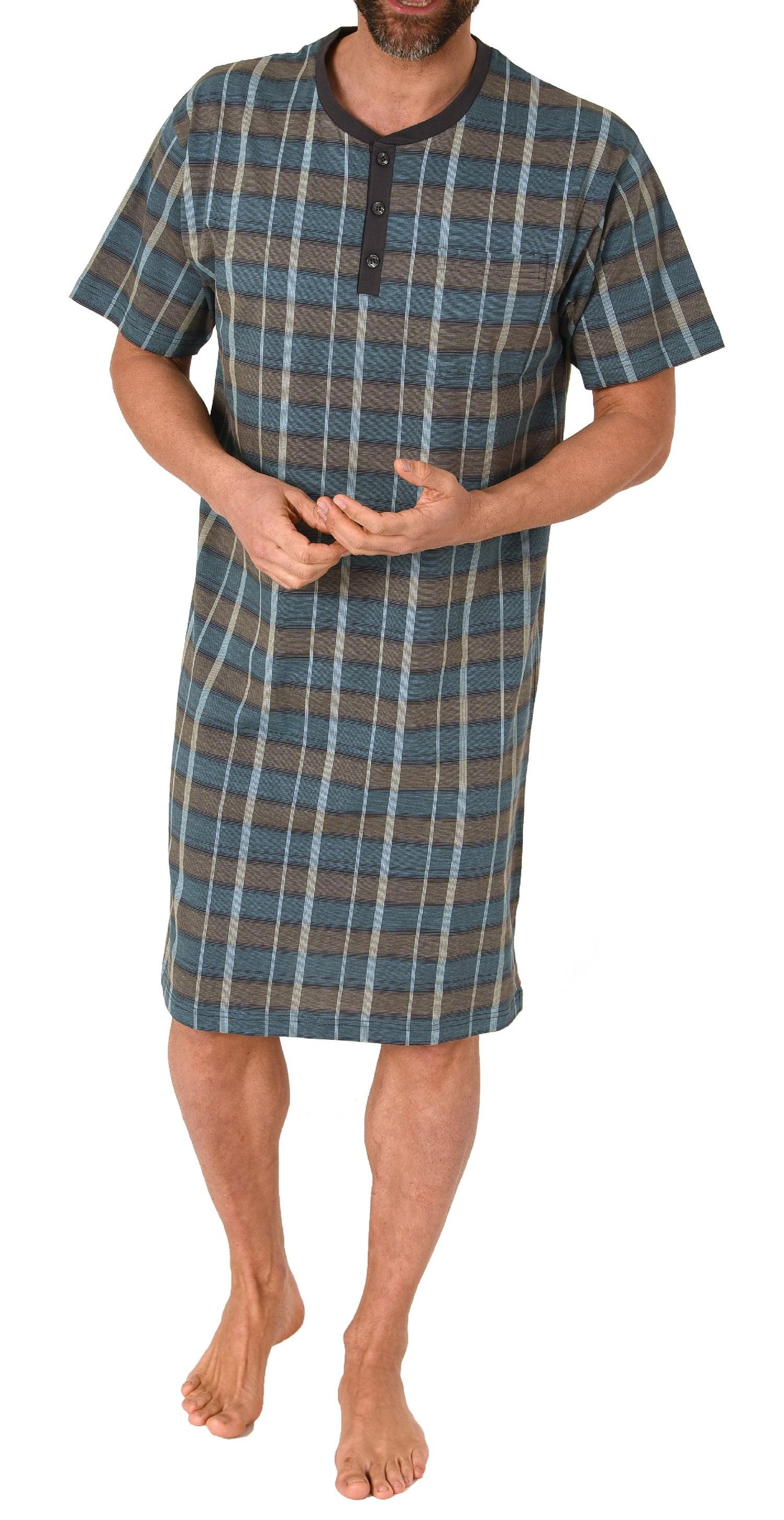 Herren kurzarm Nachthemd mit Knopfleiste am Hals - auch in Übergrössen -122 111 90 943