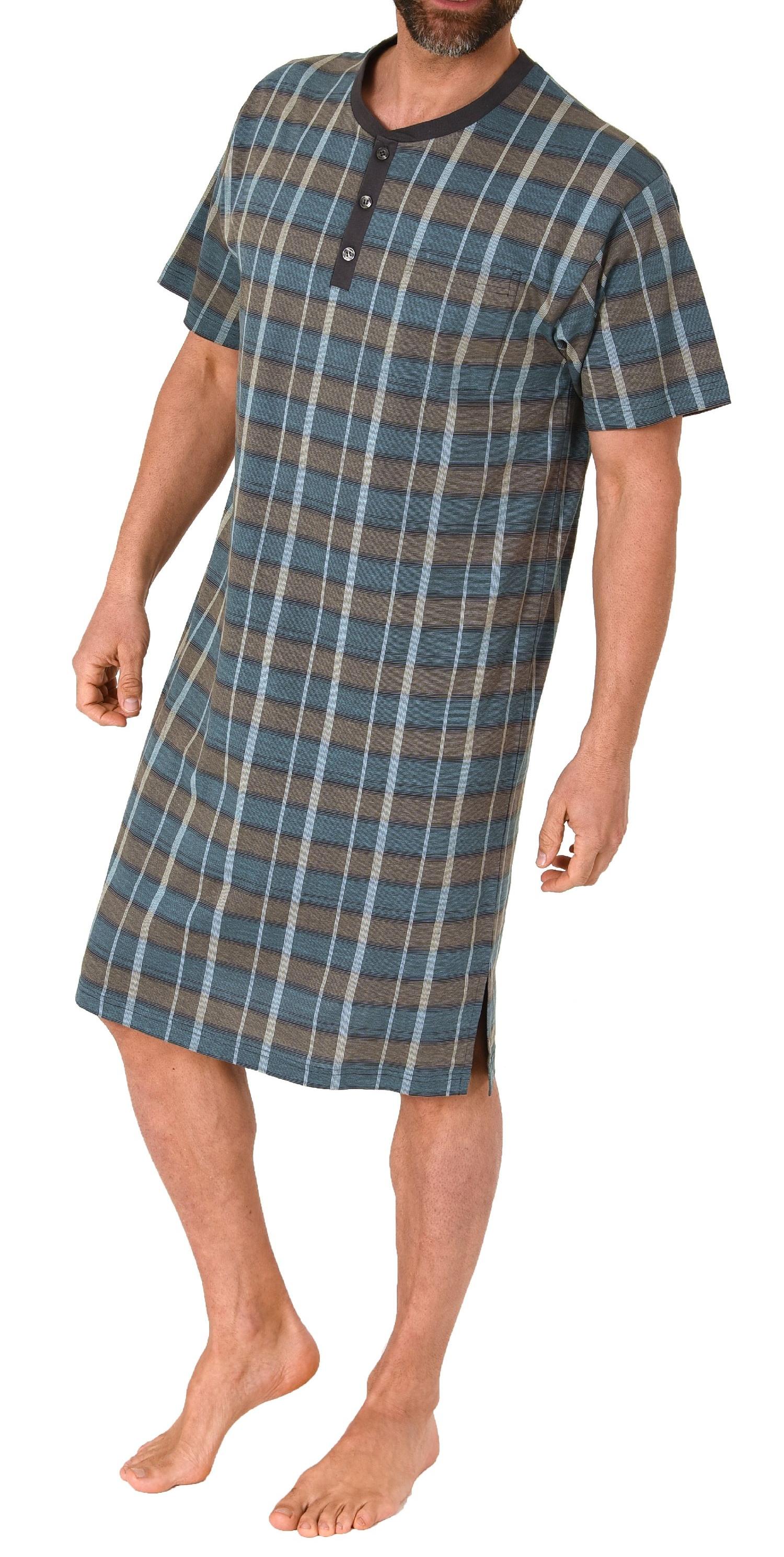 Herren kurzarm Nachthemd mit Knopfleiste am Hals - auch in Übergrössen -122 111 90 943