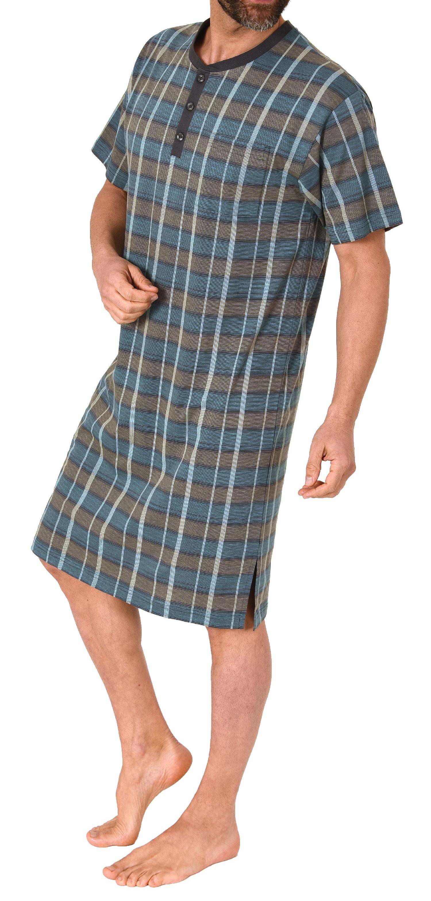 Herren kurzarm Nachthemd mit Knopfleiste am Hals - auch in Übergrössen -122 111 90 943
