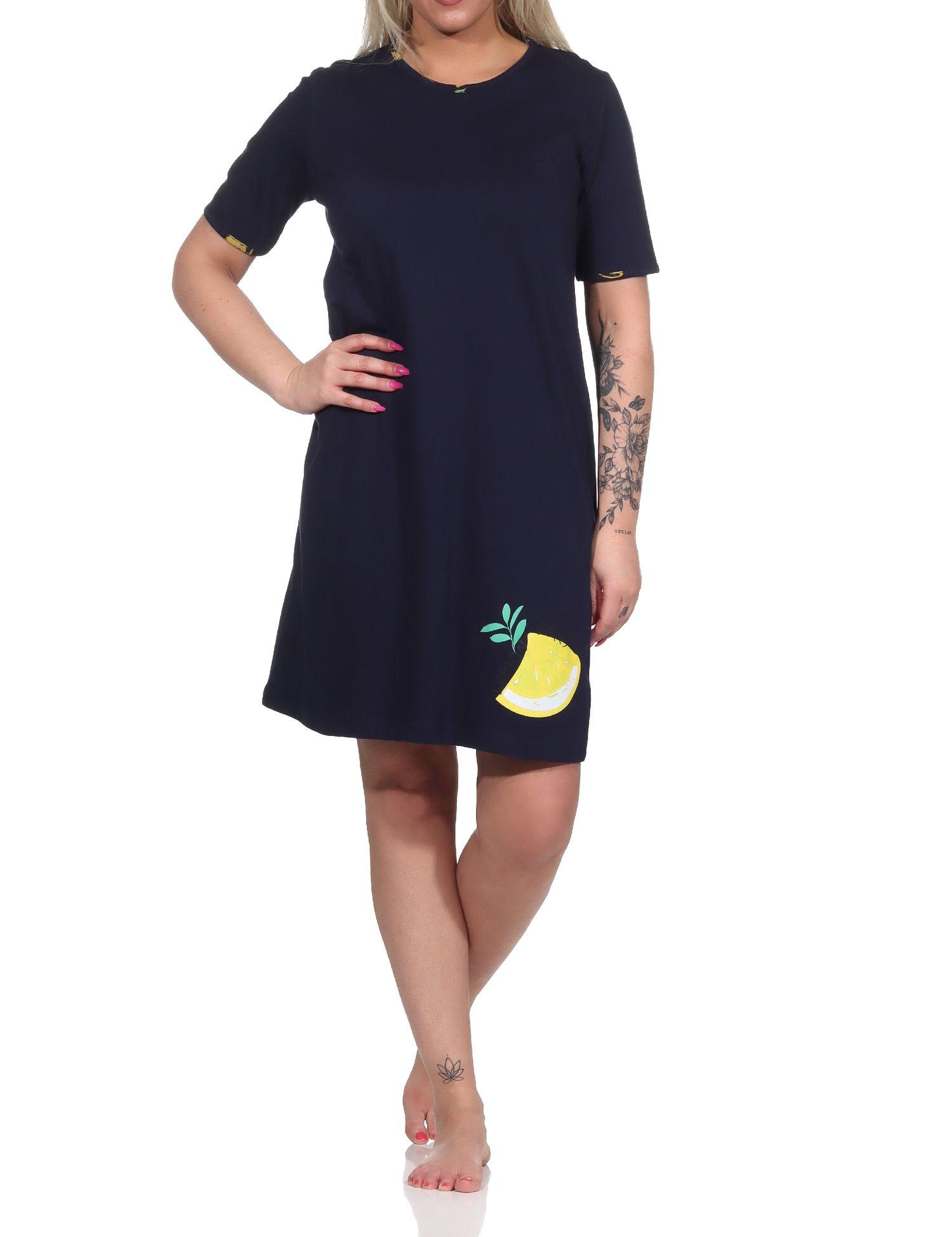 Süsses kurzarm Damen Nachthemd mit Zitronen als Motiv - 122 214 90 535