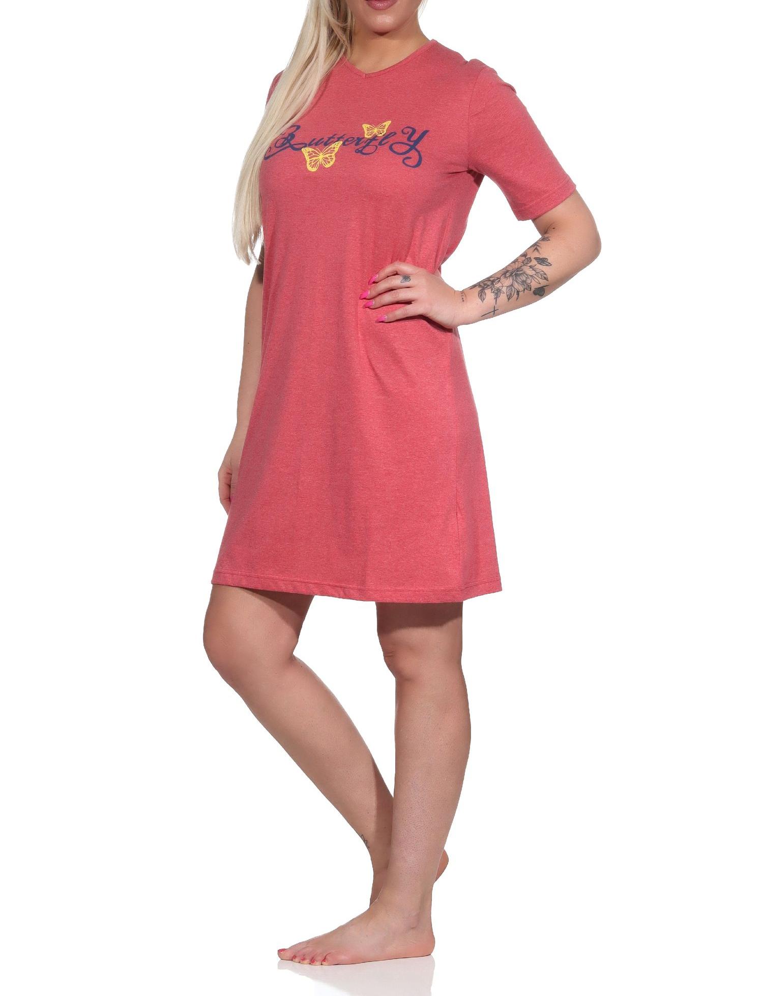 Damen kurzarm Nachthemd mit Schmetterling als Motiv - auch in Übergrössen - 122 214 90 630 Damen kurzarm Nachthemd mit Schmetterling als Motiv - auch in Übergrössen