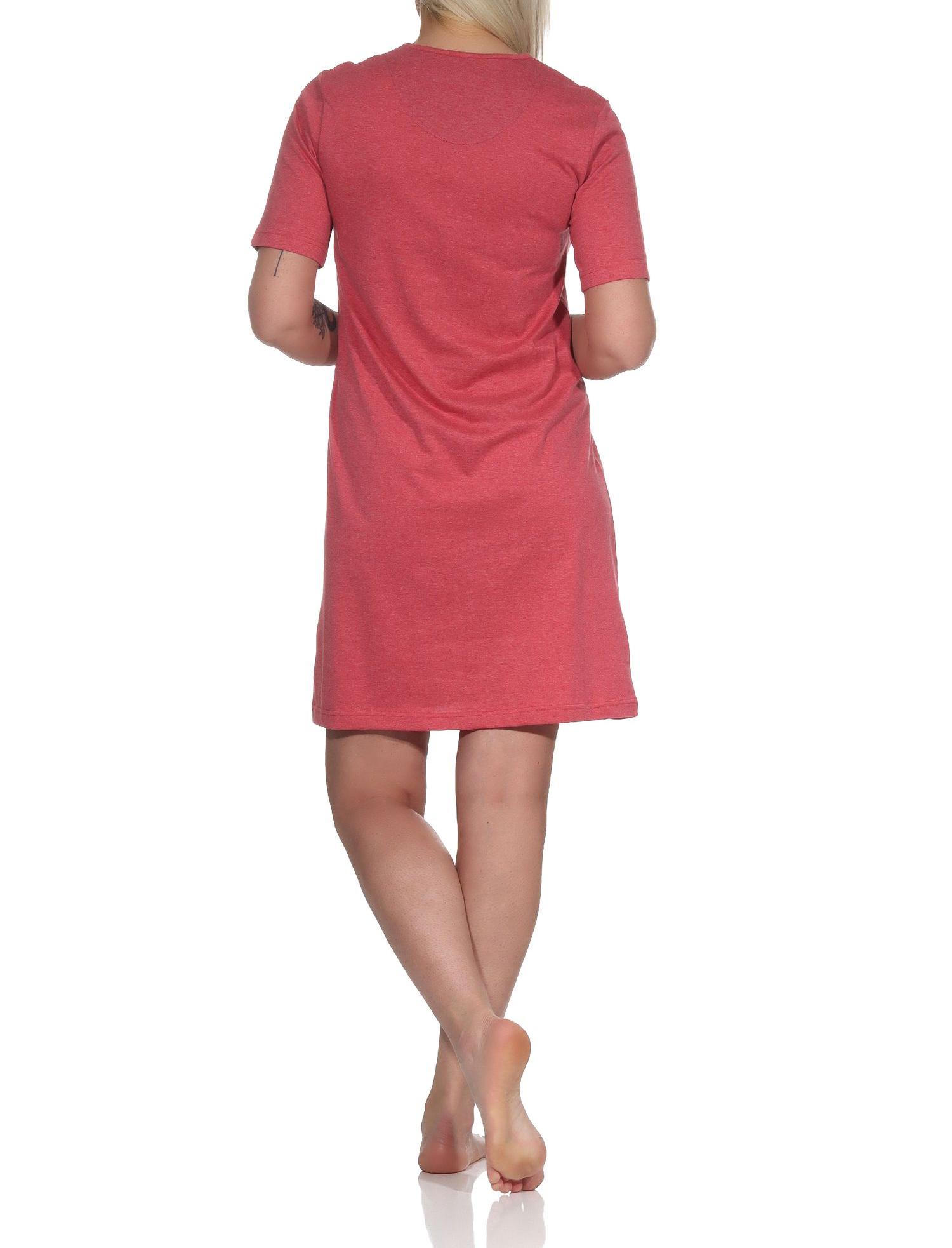 Damen kurzarm Nachthemd mit Schmetterling als Motiv - auch in Übergrössen