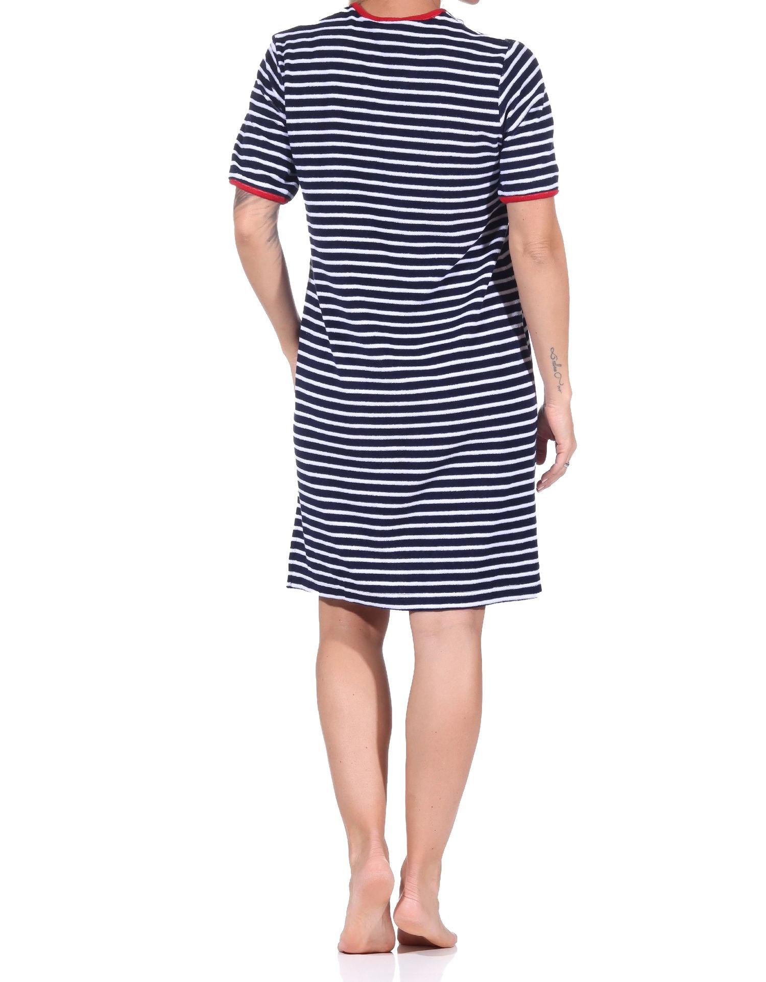 Maritimes kurzarm Frottee Damen Nachthemd Strandkleid mit Anker Motiv - 122 214 93 920