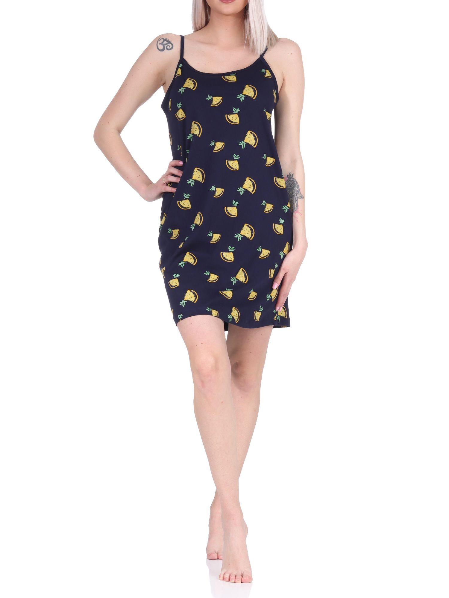 Süßes Damen Spaghetti Nachthemd mit Zitronen als Motiv - auch in Übergrößen