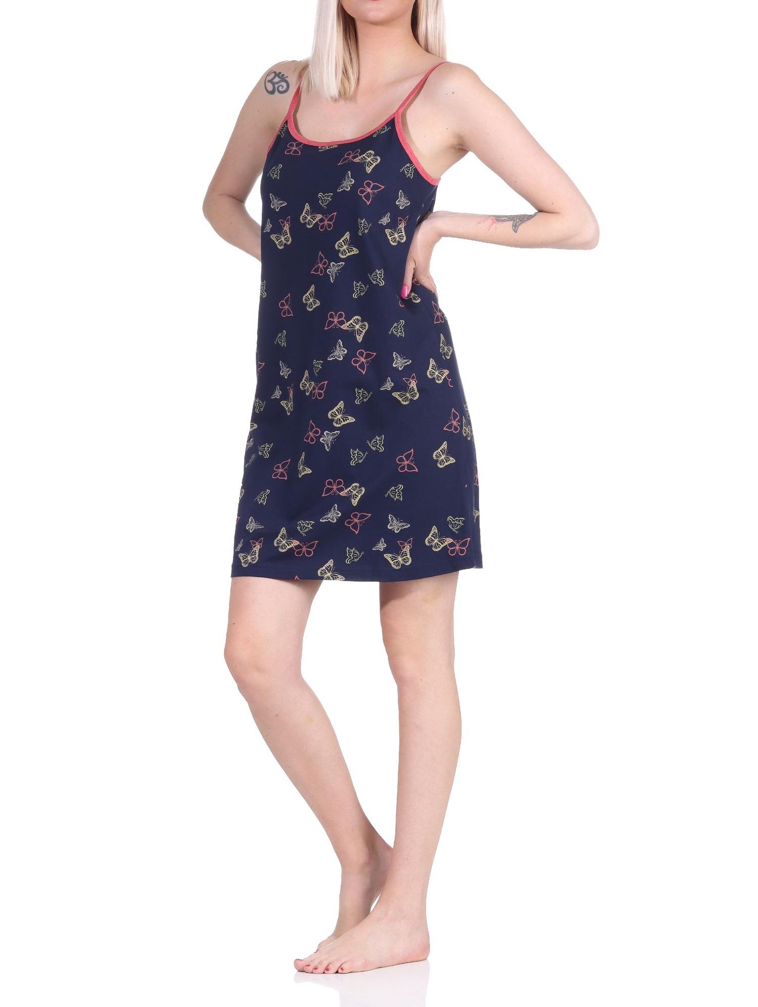 Damen Spaghetti Nachthemd mit Schmetterling als Motiv - auch in Übergrössen - 122 215 90 630 Damen Spaghetti Nachthemd mit Schmetterling als Motiv - auch in Übergrössen