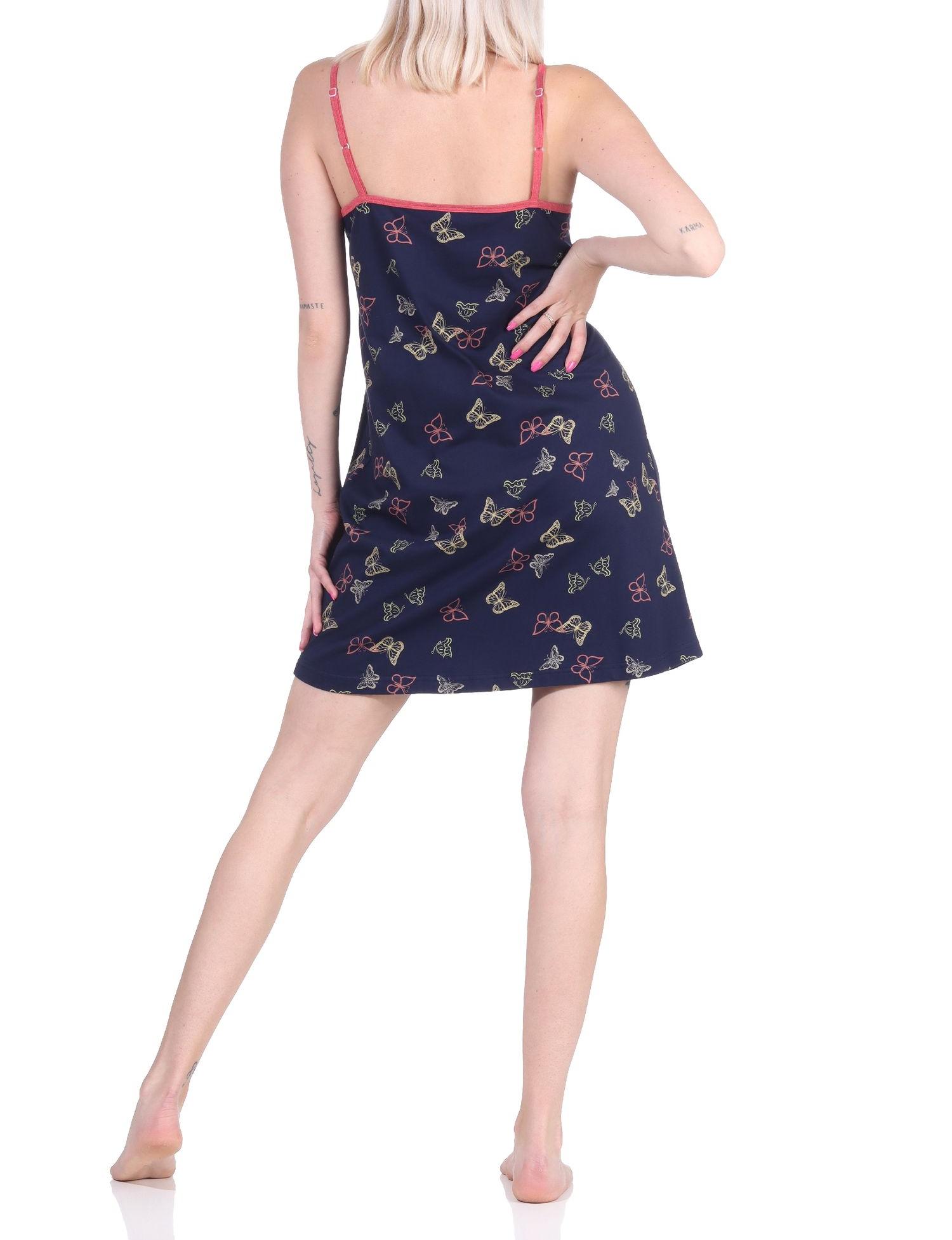 Damen Spaghetti Nachthemd mit Schmetterling als Motiv - auch in Übergrössen