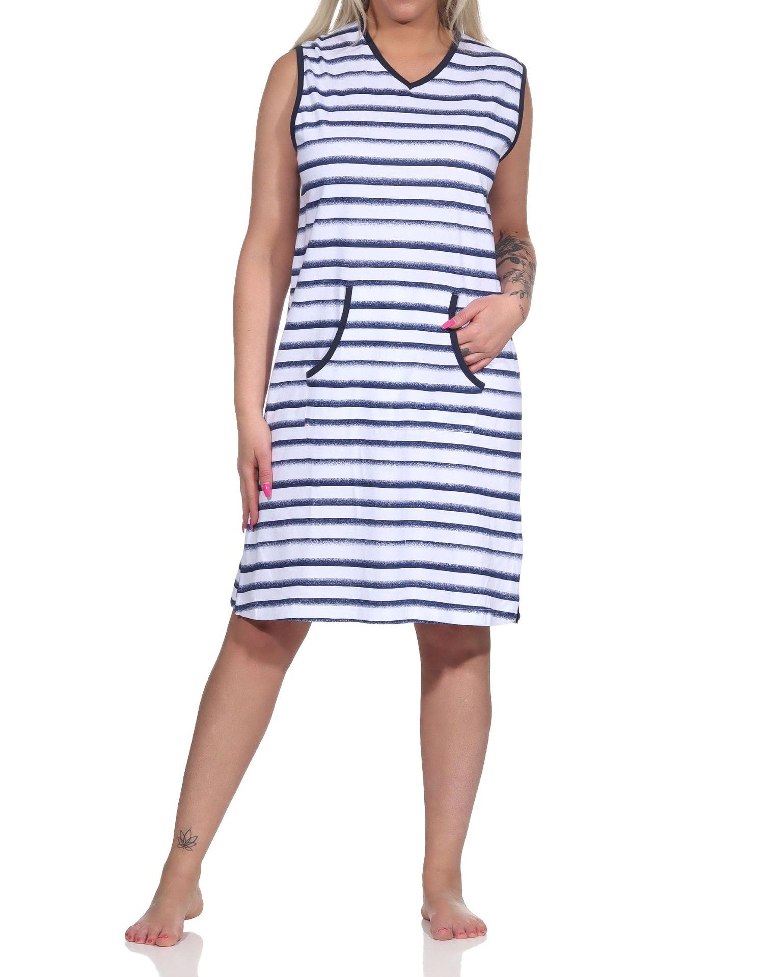 Damen Achselträger Nachthemd Strandkleid in maritimer Streifenoptik, auch in Übergrössen