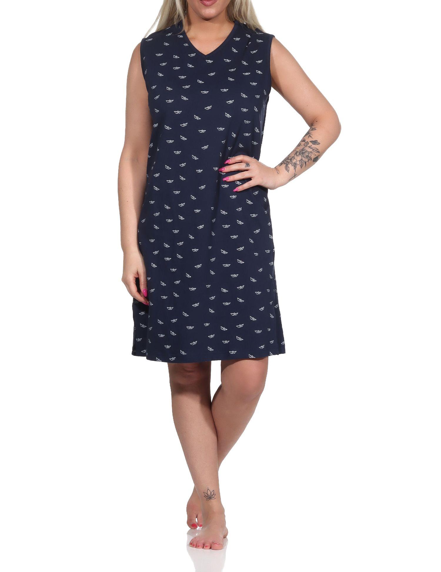 Damen Achselträger Nachthemd Strandkleid in maritimer Optik, auch in Übergrössen