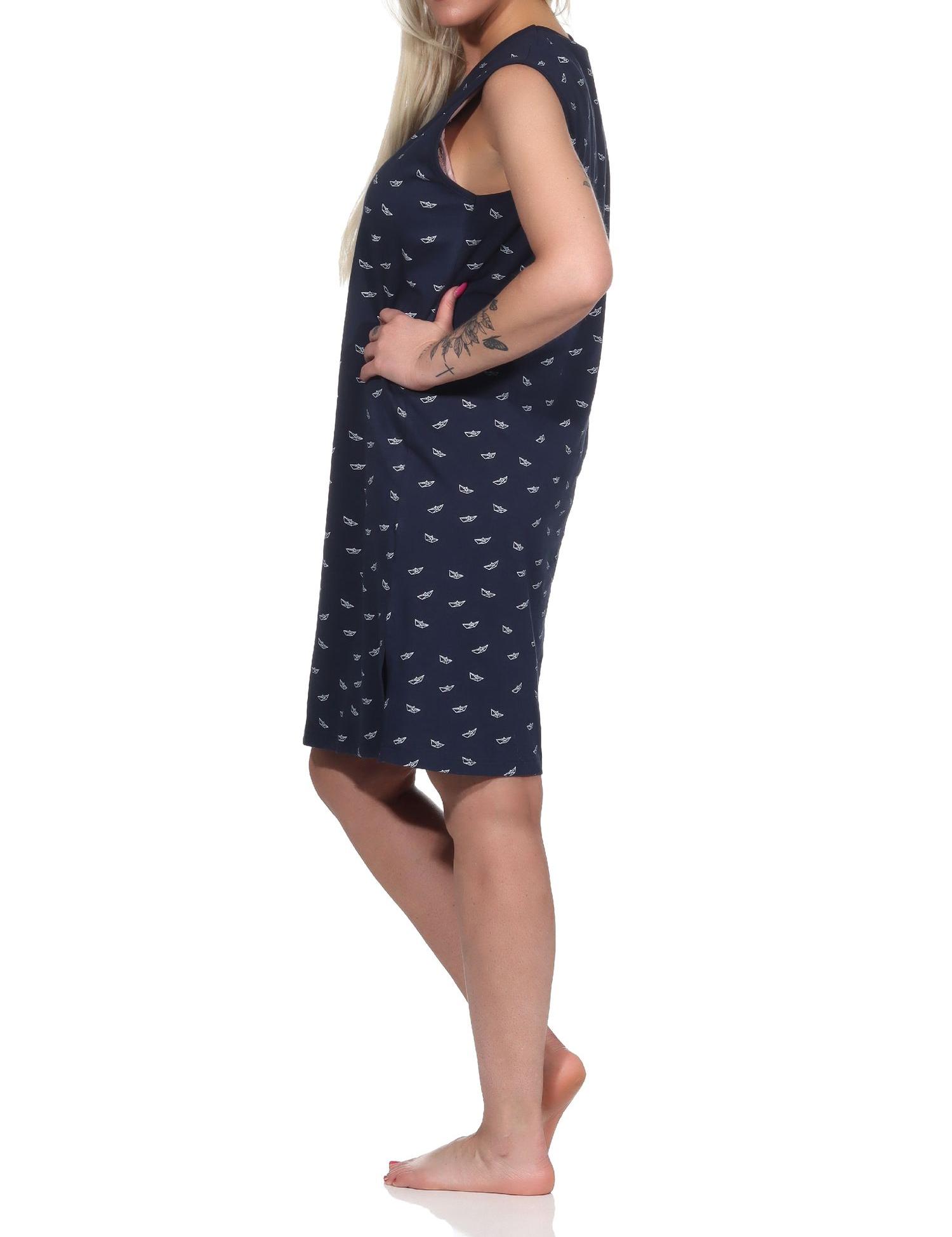 Damen Achselträger Nachthemd Strandkleid in maritimer Optik, auch in Übergrössen
