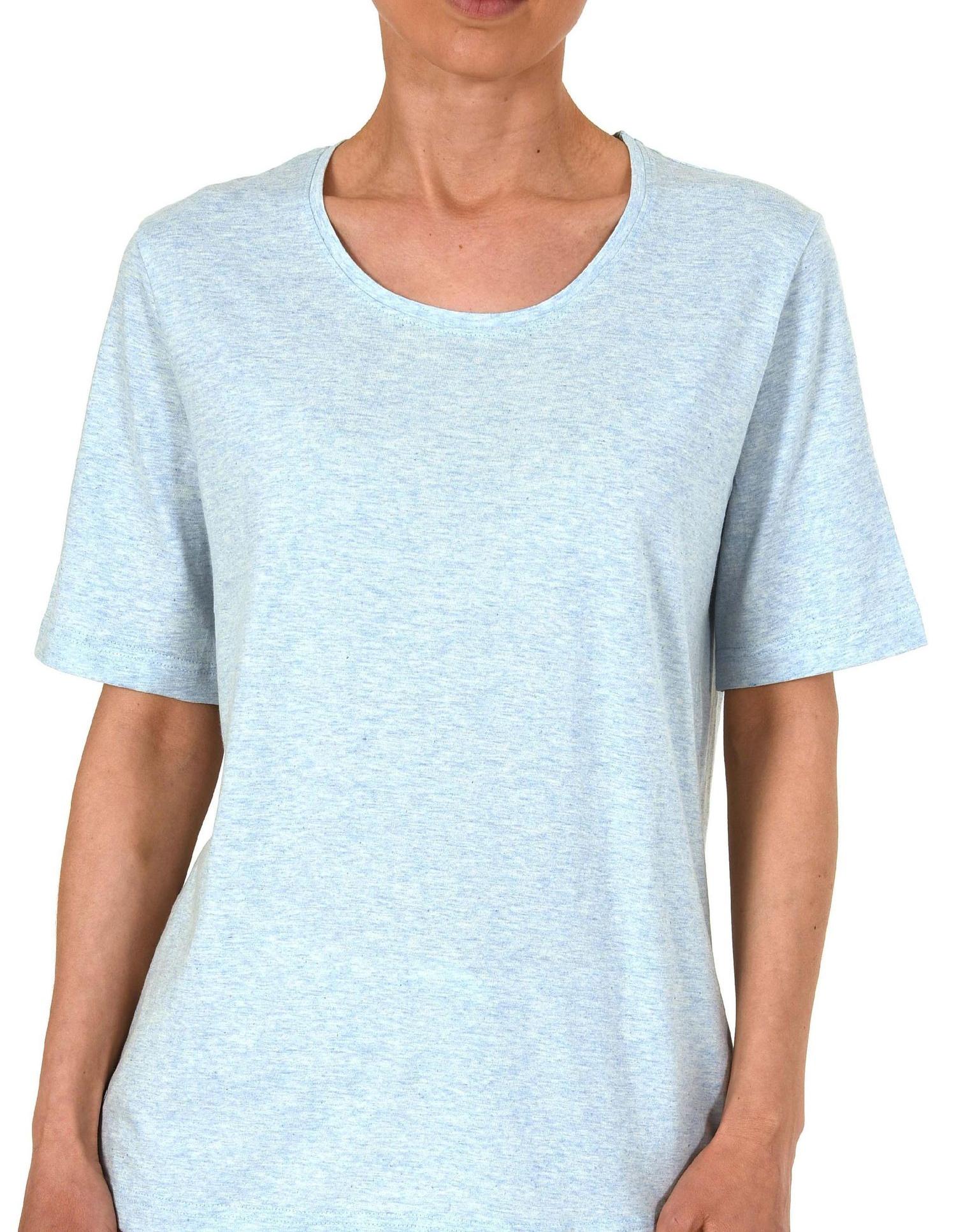 Damen Pyjama Shirt kurzarm Schlafanzug Oberteil Mix & Match in unifarben - 122 220 90 902