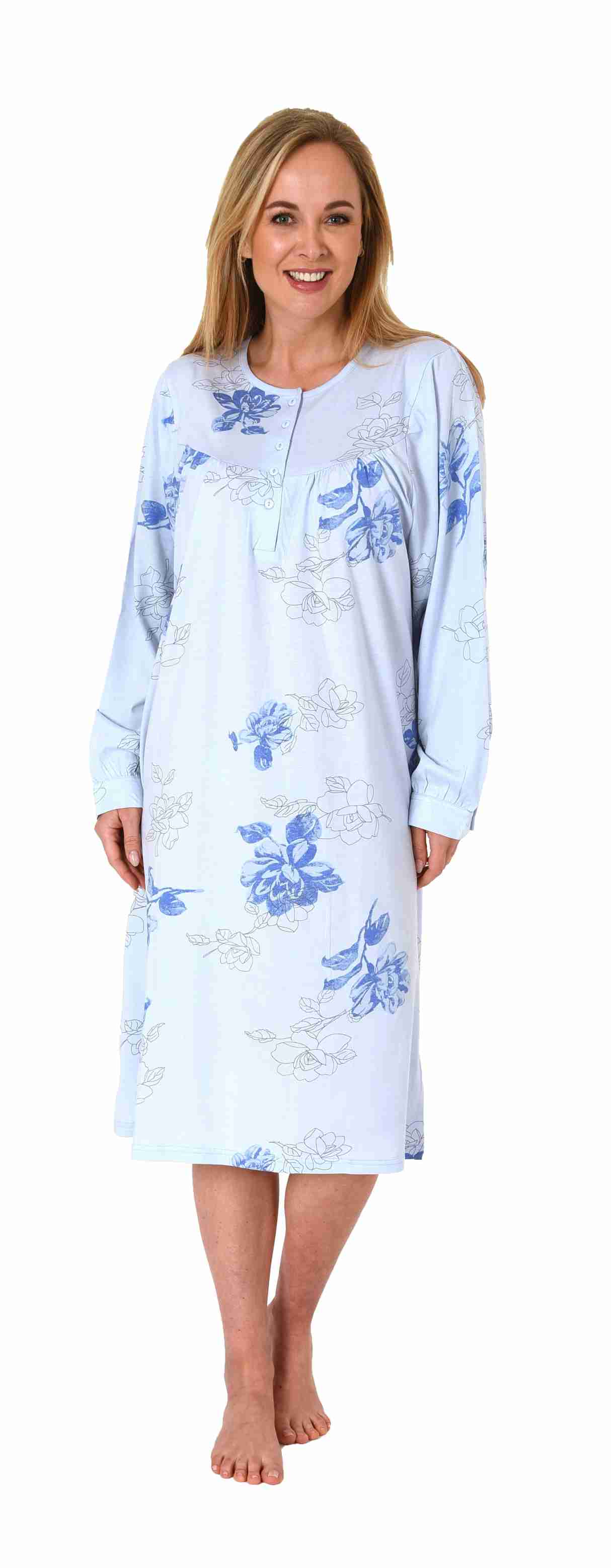 Elegantes frauliches Damen Nachthemd,105 cm Länge, Knopfleiste am Hals - 202 210 90 600 Elegantes frauliches Damen Nachthemd,105 cm Länge, Knopfleiste am Hals - 202 210 90 600