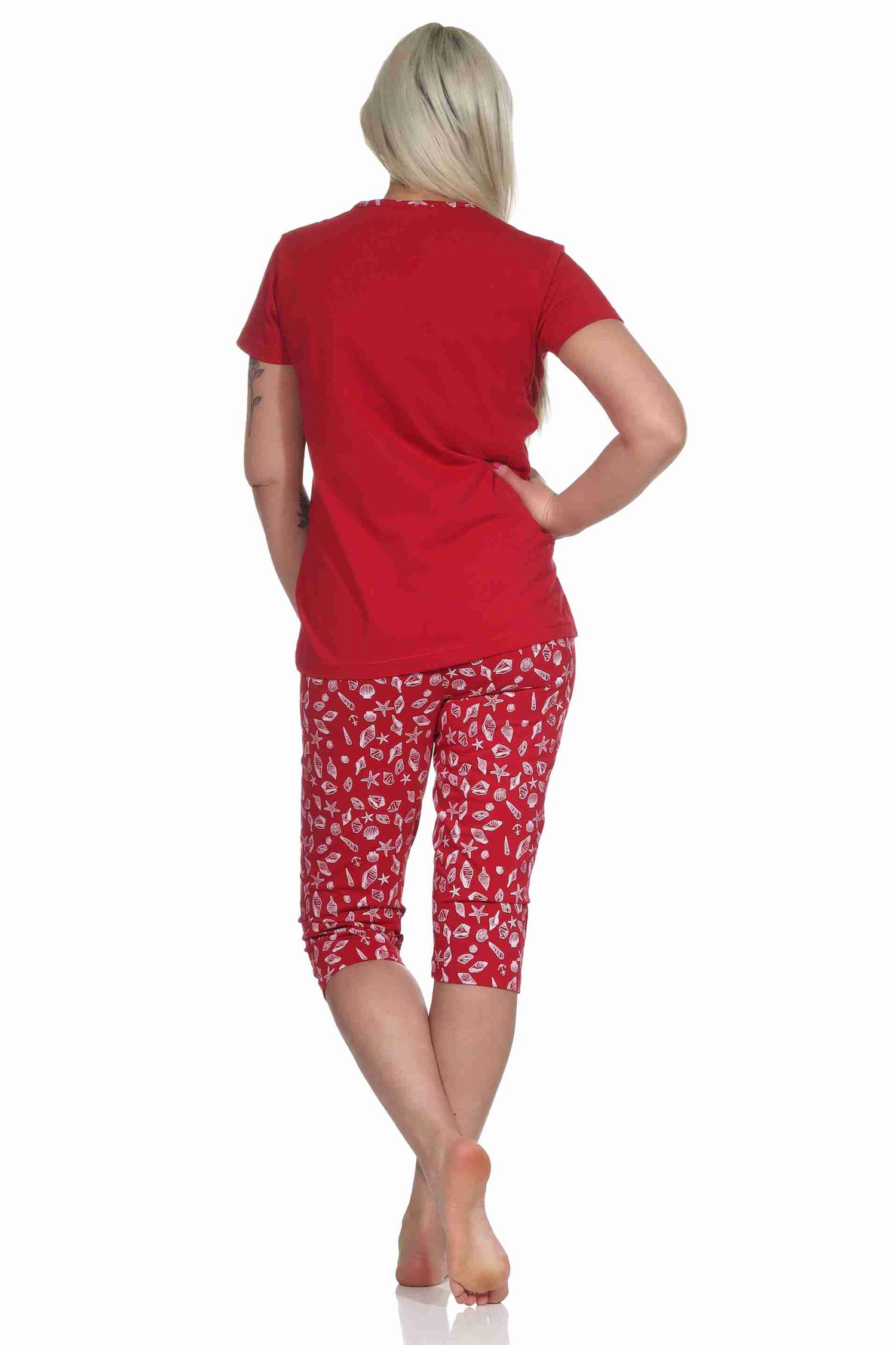 Damen Capri Schlafanzug kurzarm Pyjama im maritimen Look - 122 204 10 753 Damen Capri Schlafanzug kurzarm Pyjama im maritimen Look - 122 204 10 753