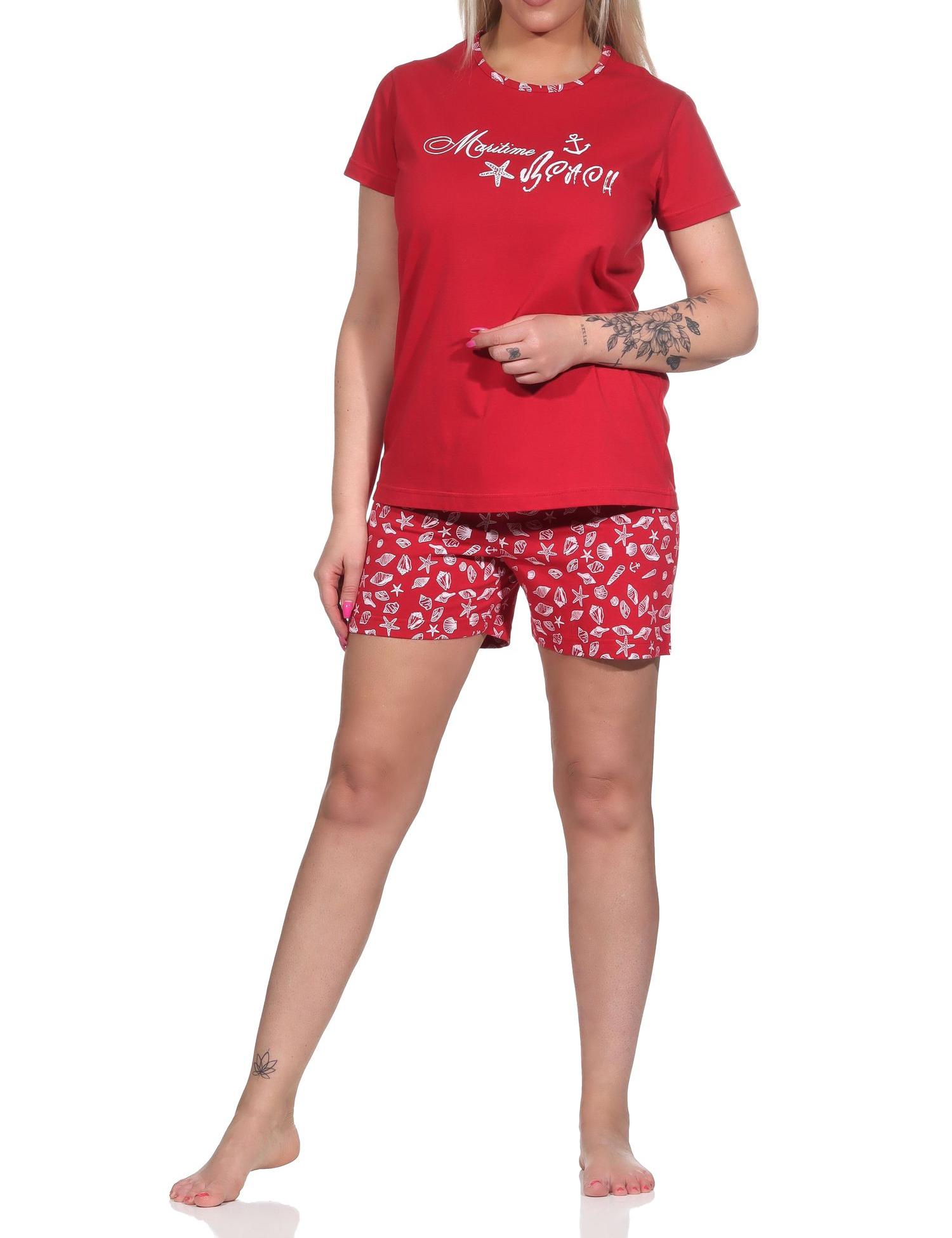 Damen Shorty kurzarm Pyjama in toller maritimer Optik - 122 205 10 753