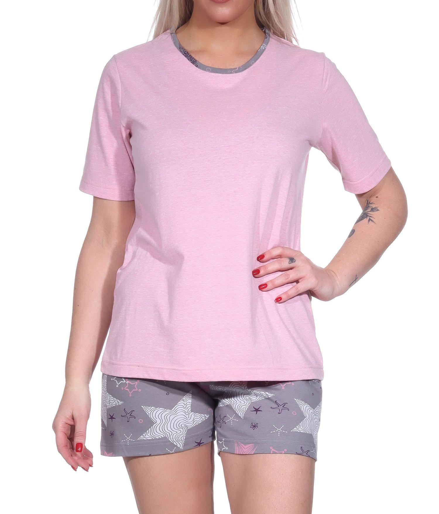 Damen Shorty Pyjama mit kurzen Shorts in toller Sterne-Optik - 123 205 10 783