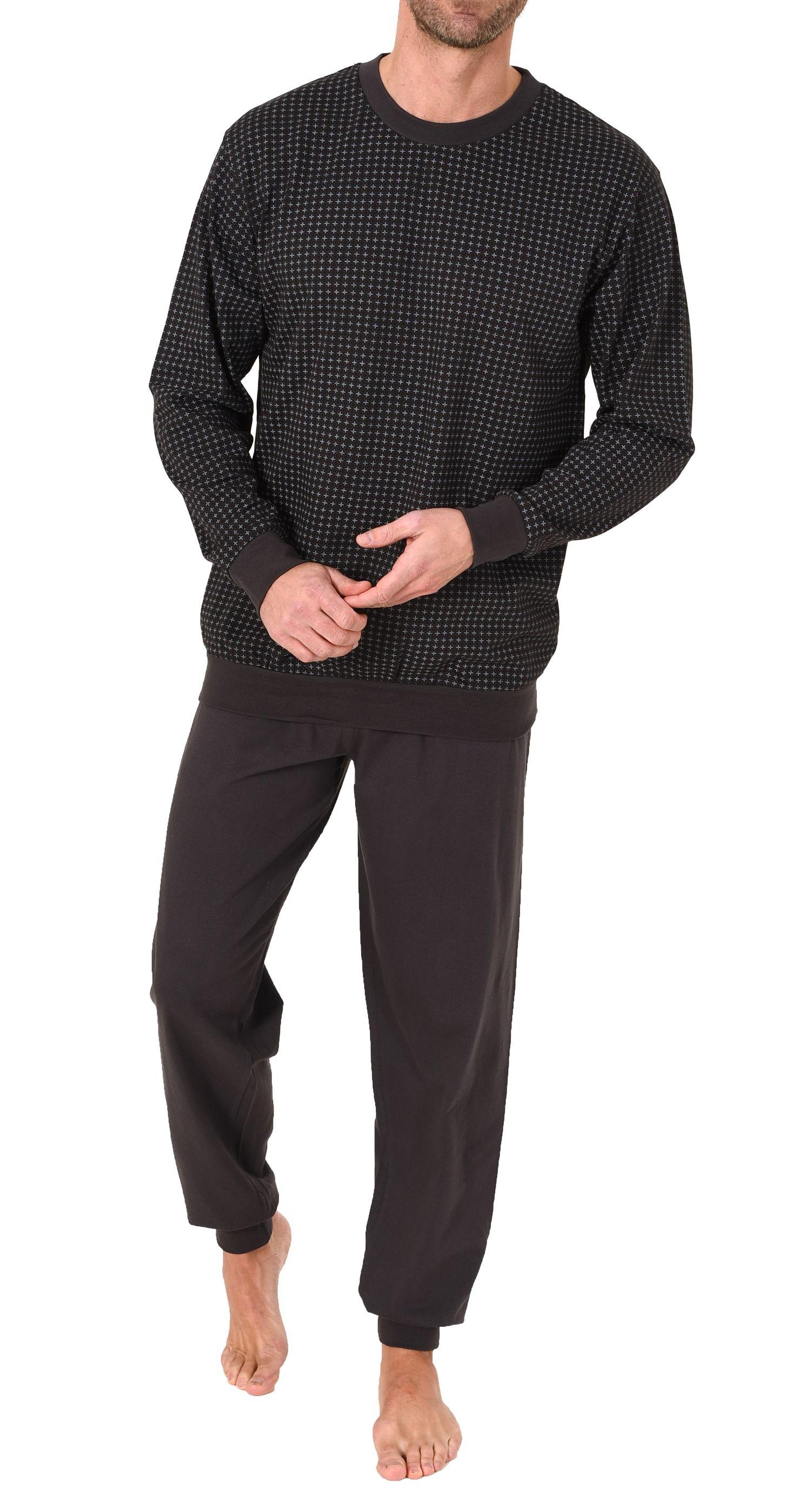 Herren Pyjama Schlafanzug mit Bündchen in eleganter Minimal-Optik - 12210110753