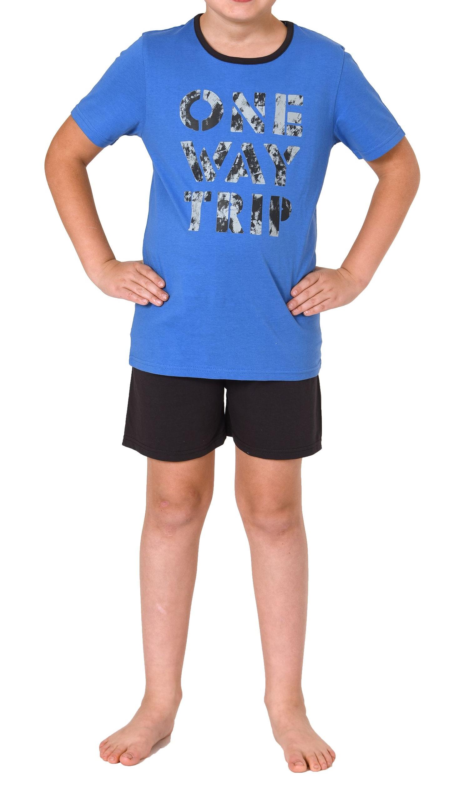 Farbenfroher Jungen Shorty Pyjama kurzarm Schlafanzug in cooler Optik - 505 703