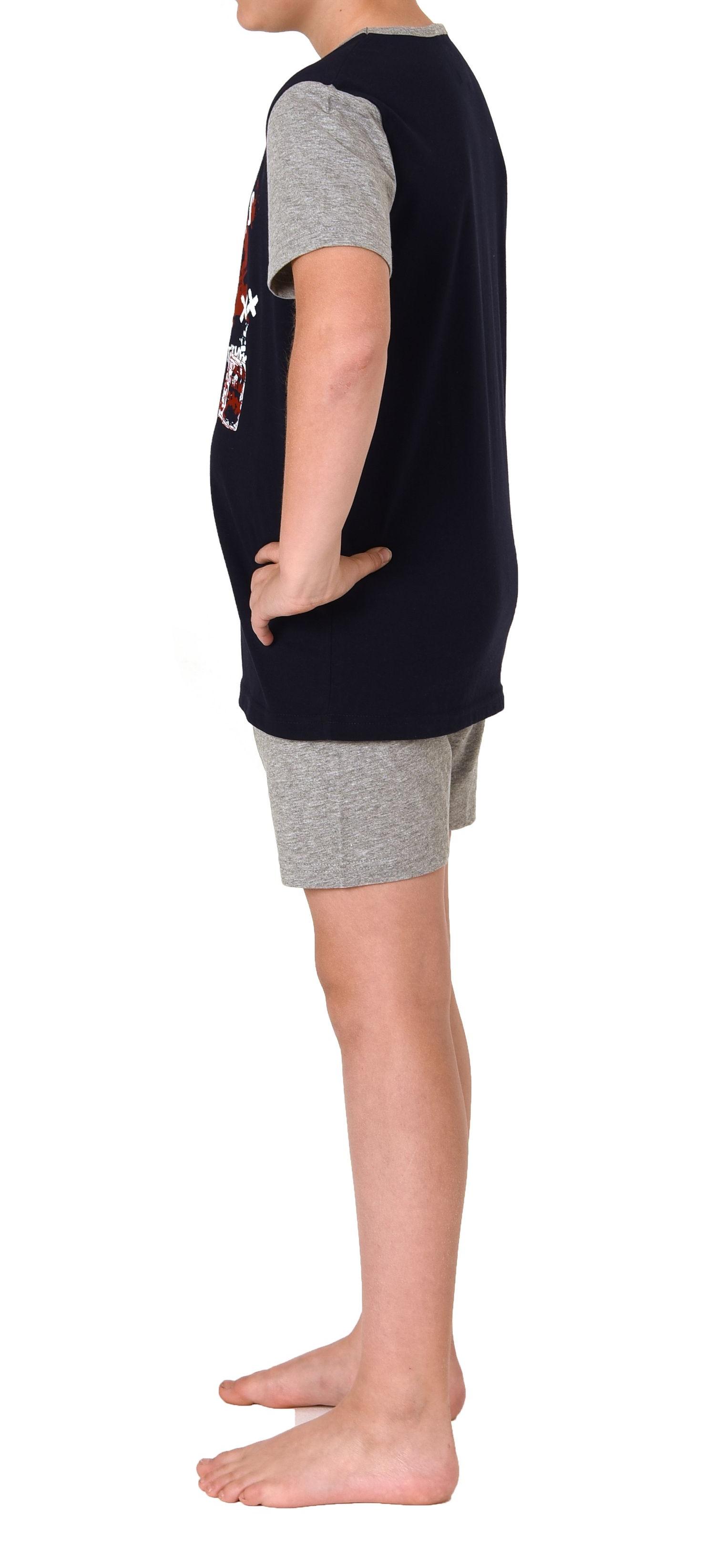 Lässiger Jungen Shorty Pyjama kurzarm mit Front-Print - 122 505 10 702