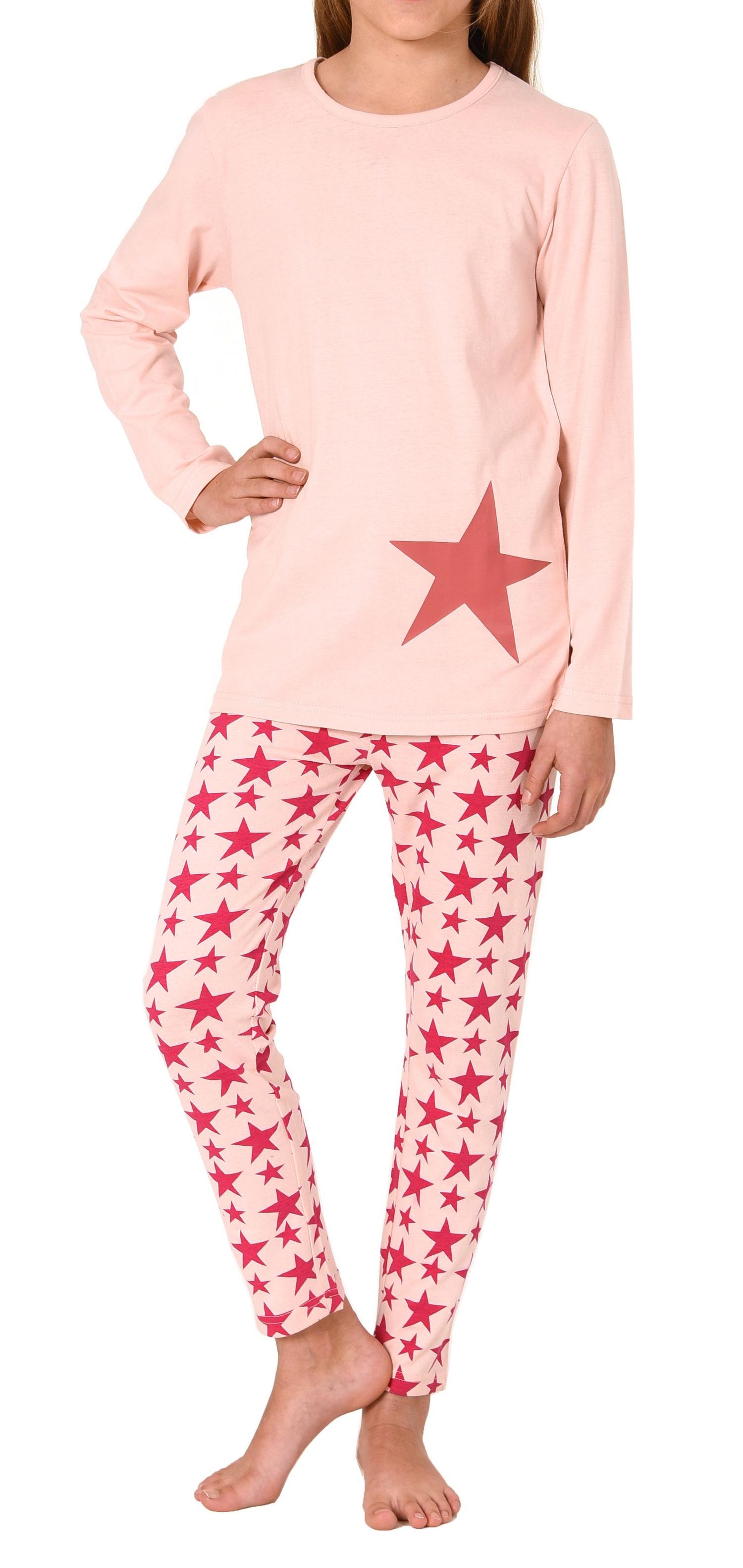 Schöner Mädchen Schlafanzug langarm Pyjama in Sterne-Optik - 212 401 10 702