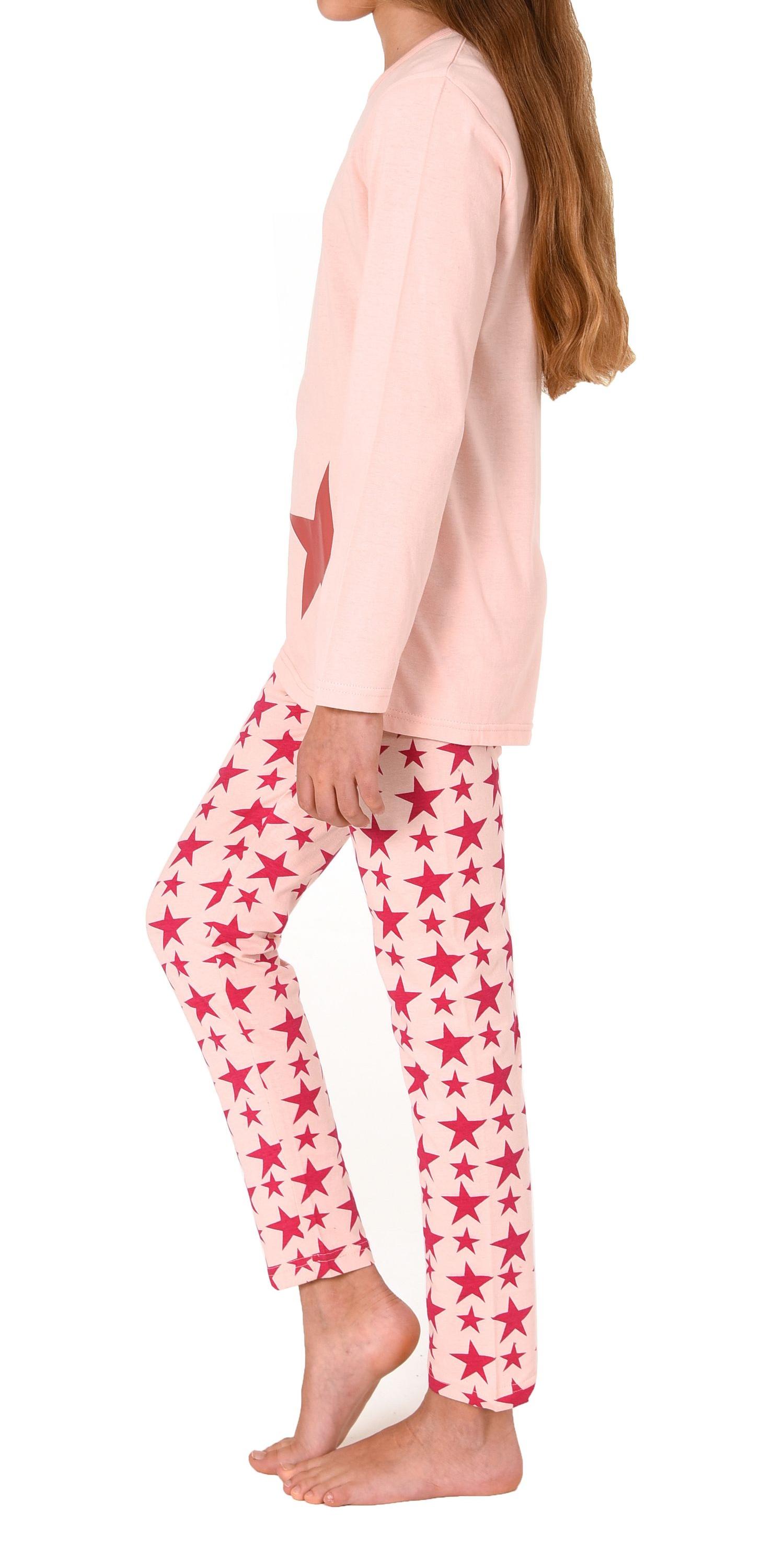Schöner Mädchen Schlafanzug langarm Pyjama in Sterne-Optik - 212 401 10 702