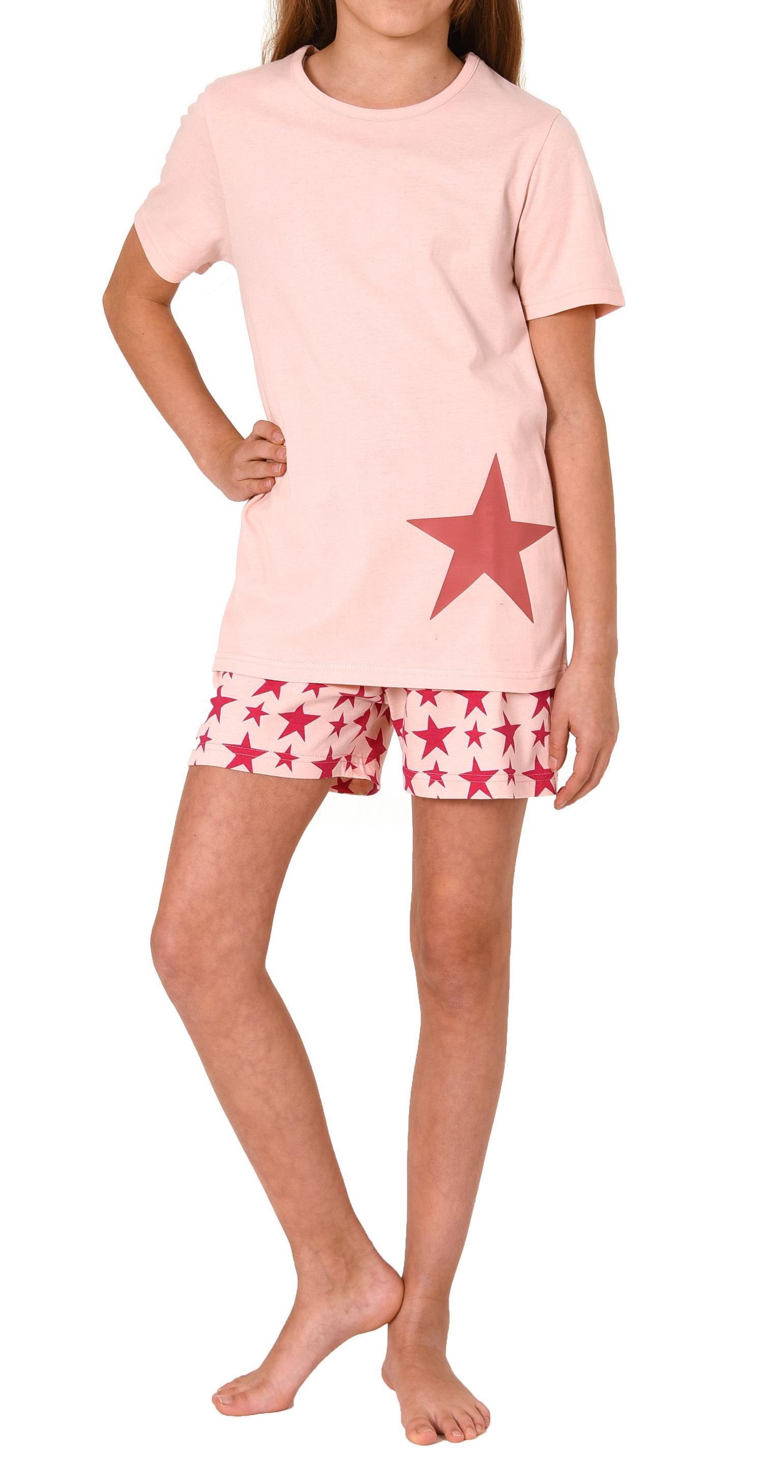 Wunderschöner Mädchen Shorty, kurzarm Schlafanzug in Sterne-Optik 122 405 10 702